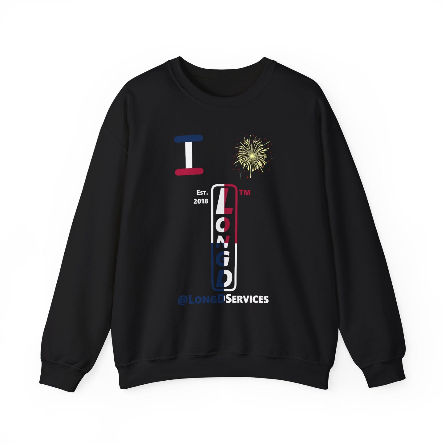 I Burst LongD positive quarters tag upright logo crewneck sweatshirt