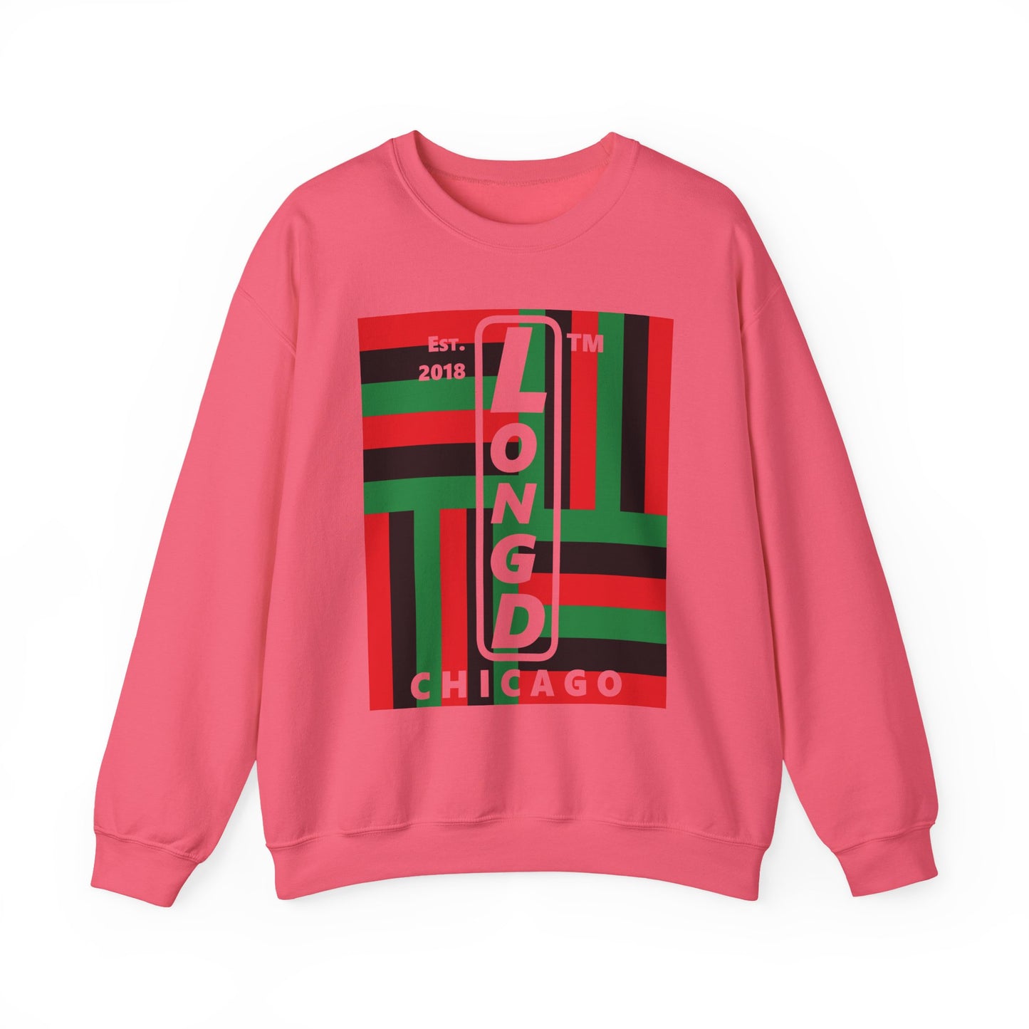 LongD negative windmill Chicago upright logo crewneck sweatshirt (Juneteenth colors)