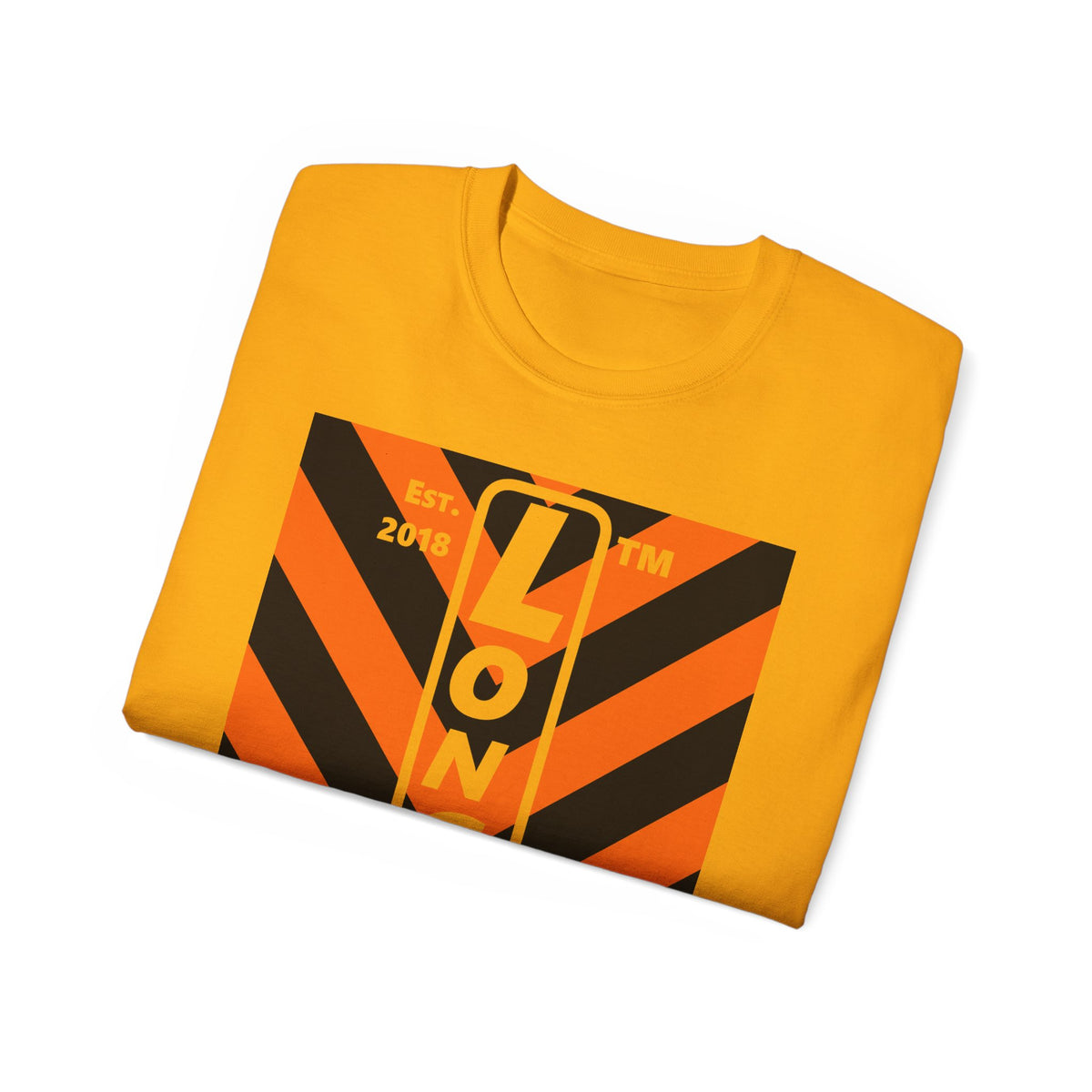 LongD Hyde Park negative upright downward chevron logo (Halloween colors) cotton tee