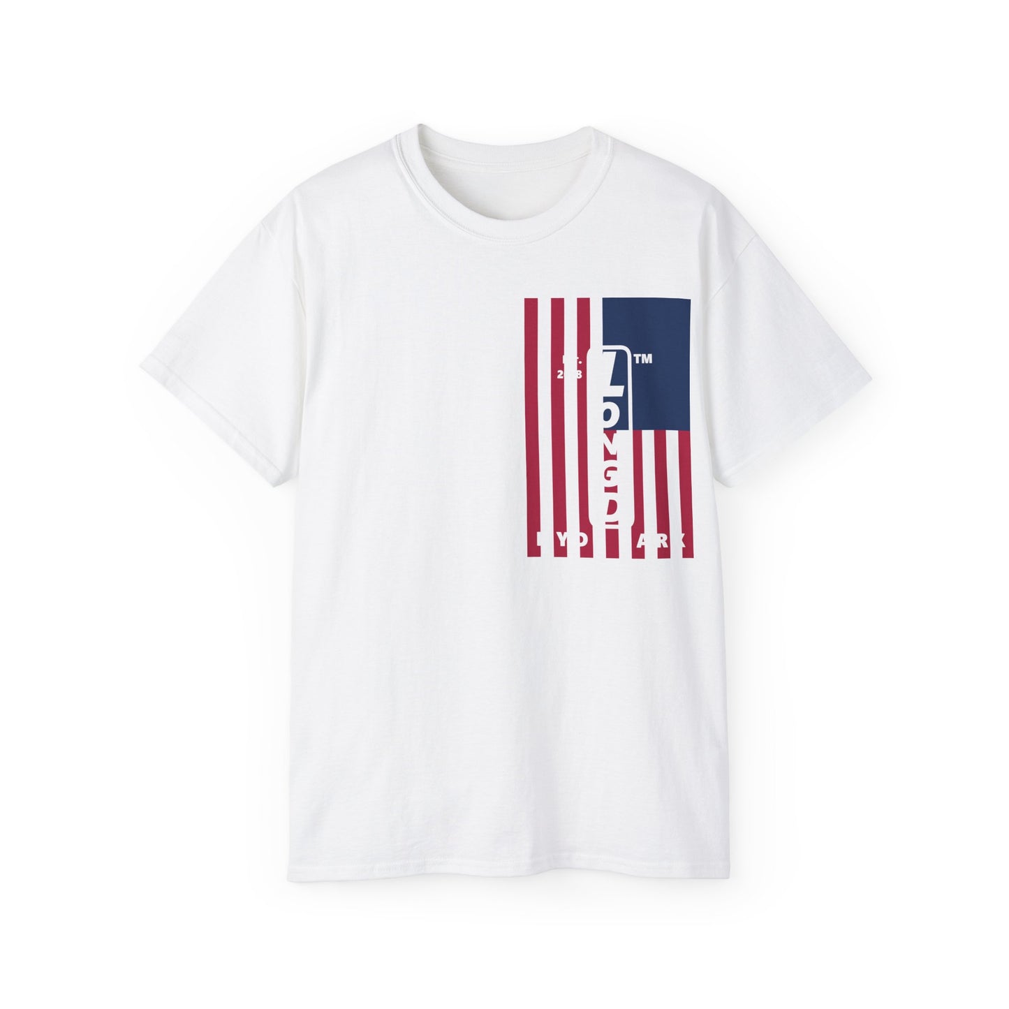 LongD cotton tee negative cropped flag single-breasted front-back Hyde Park upright logo (Patriotic colors)