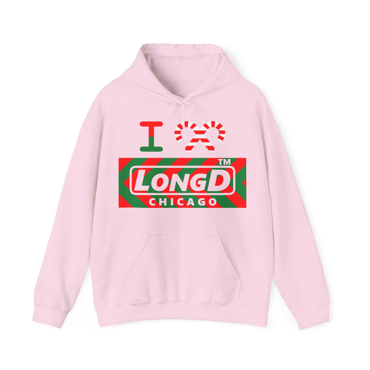 I candy cane LongD Chicago negative leftward chevron logo hoodie