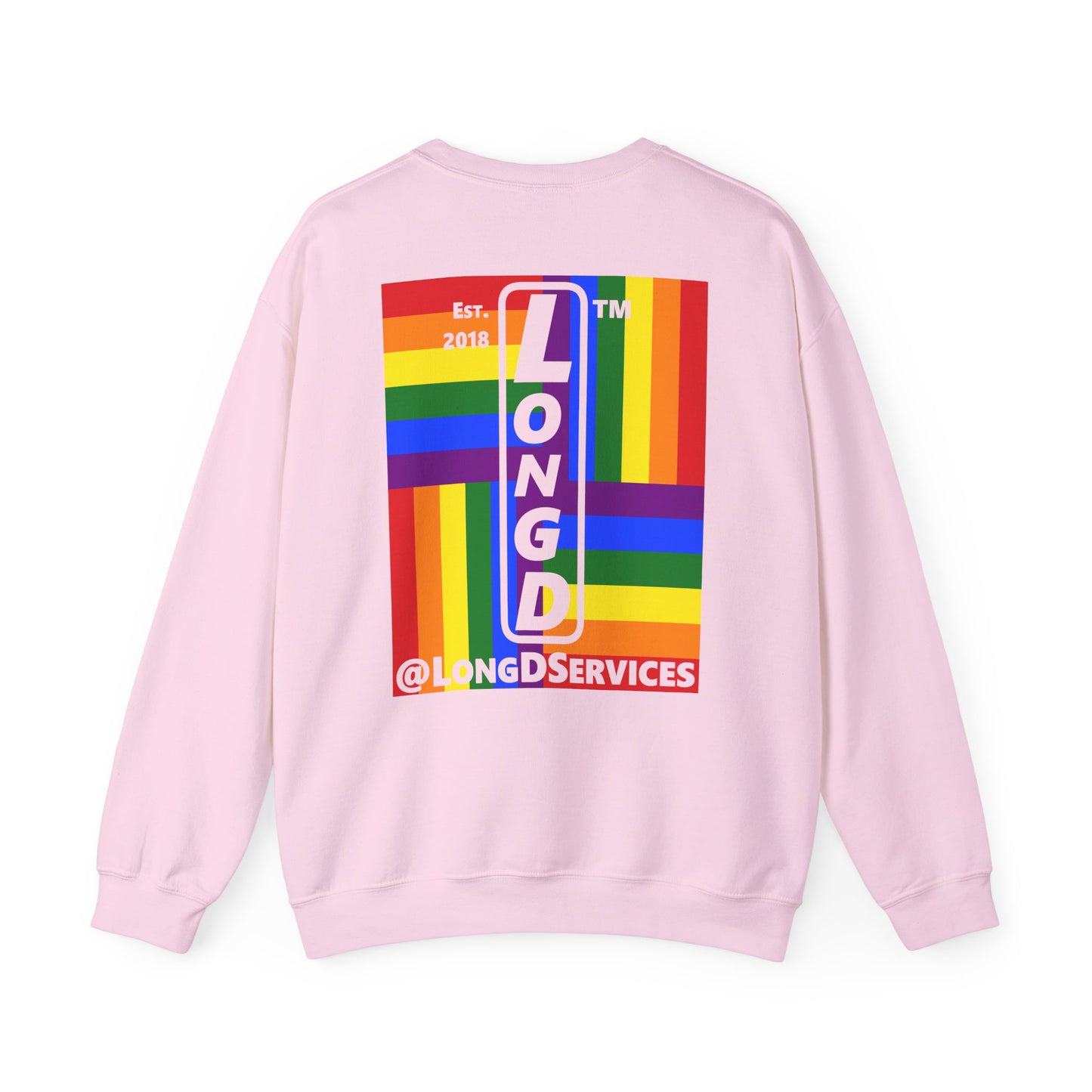 I Luv LongD negative windmill tag upright front-back logo crewneck sweatshirt