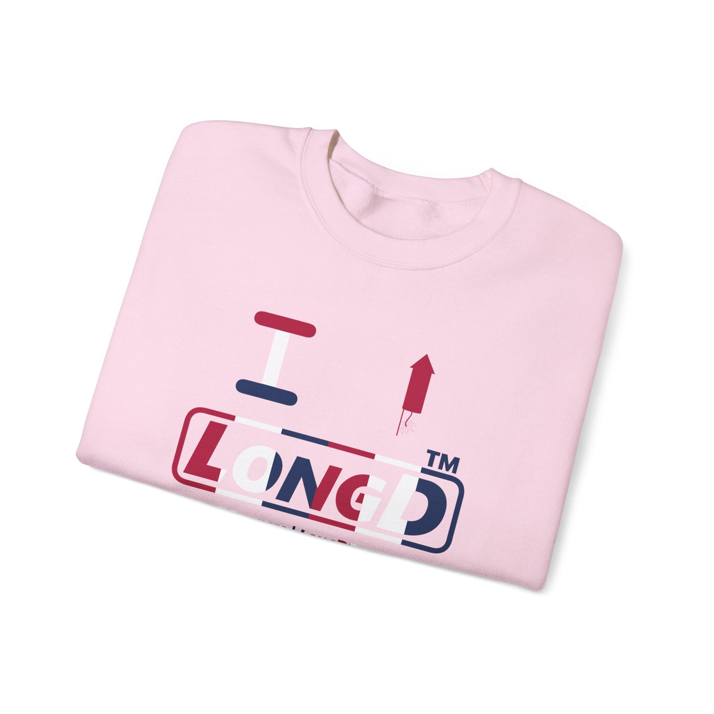 I firecracker LongD positive vertical 6-striped tag-domain logo crewneck sweatshirt