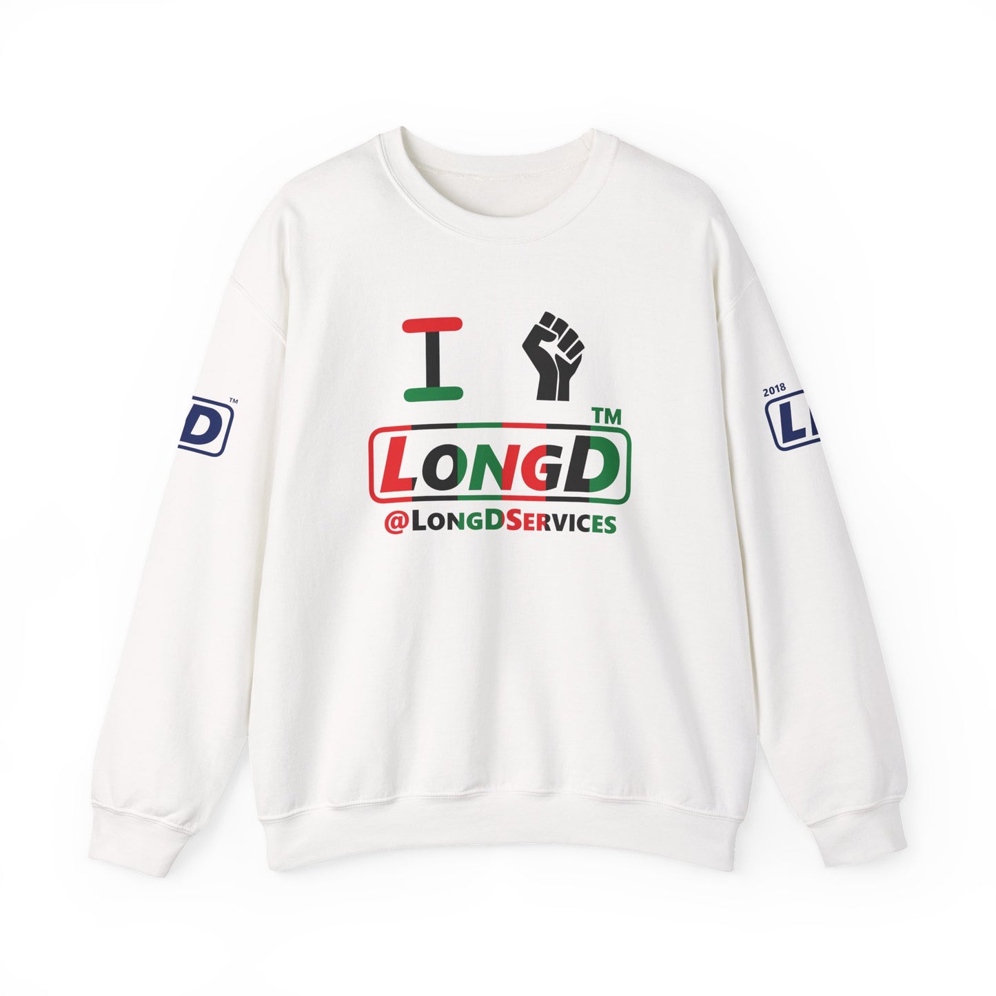 I fist LongD positive vertical 6-striped 4-print tag logo crewneck sweatshirt