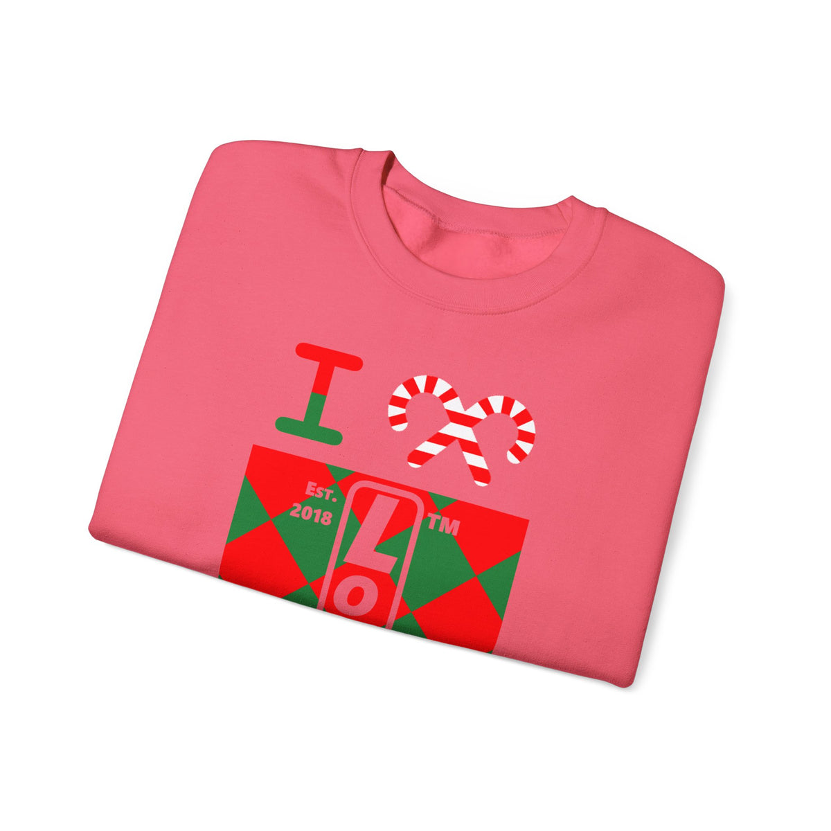 I candy cane LongD Chicago negative upright argyle logo crewneck sweatshirt