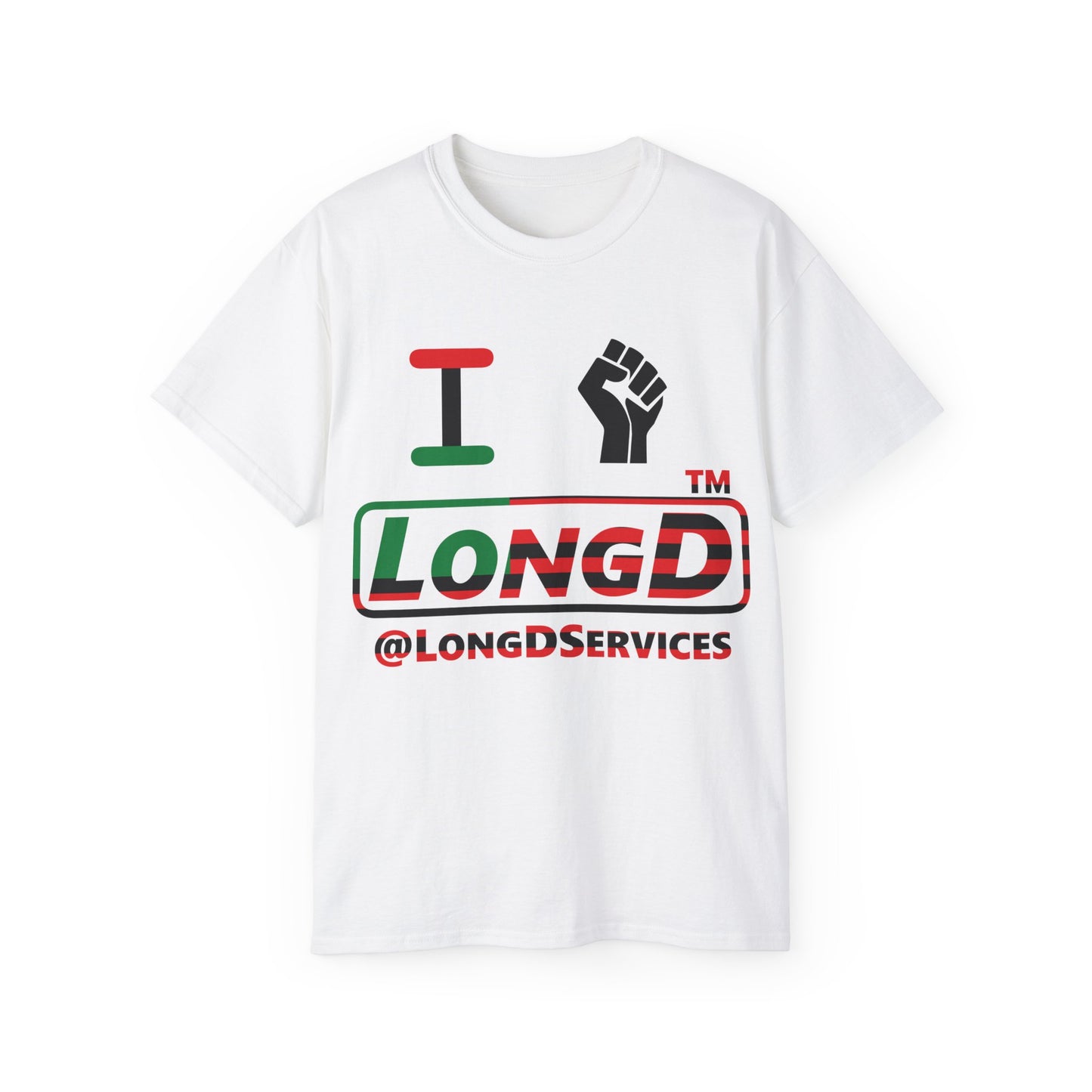 I fist LongD positive flag tag logo cotton tee