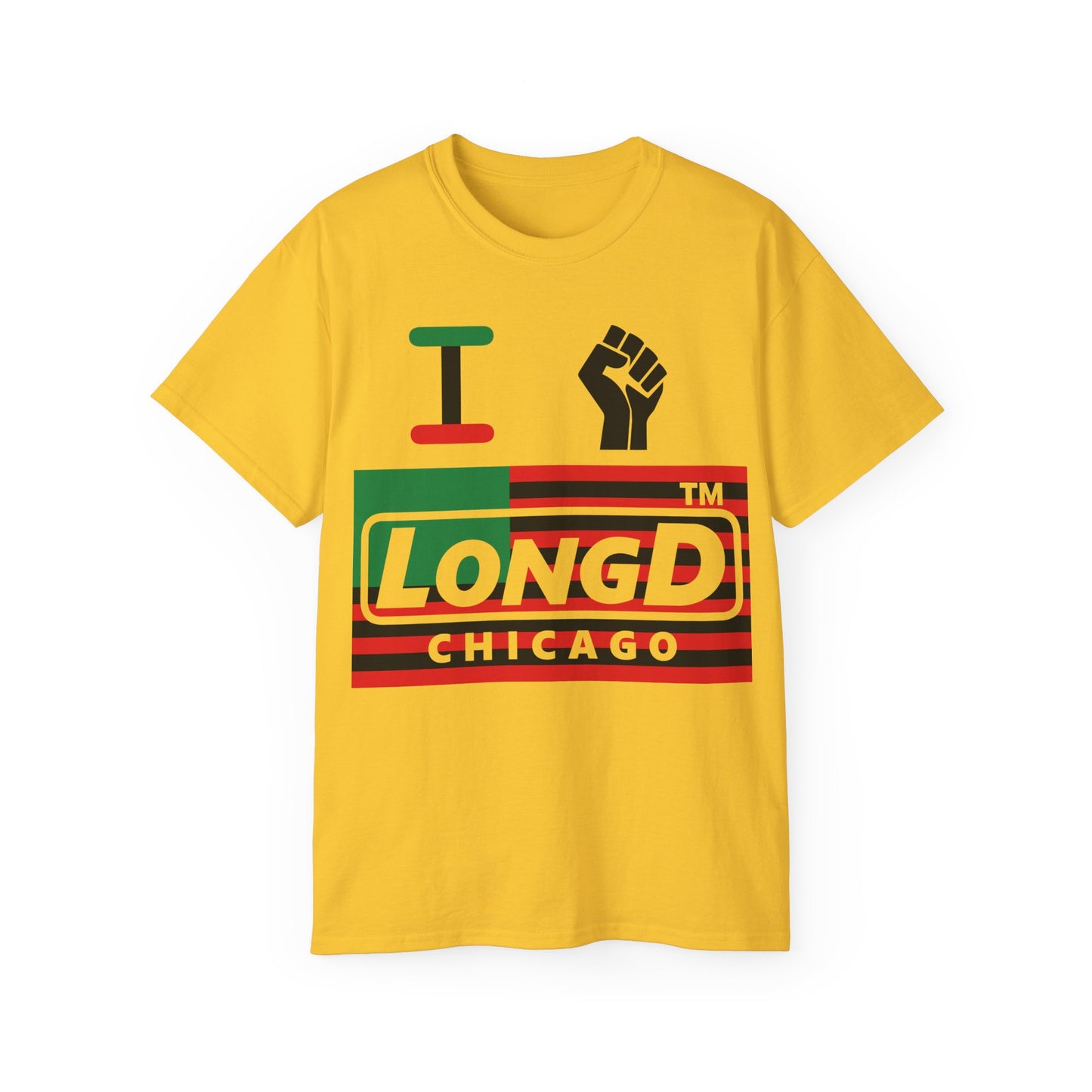 I fist LongD negative flag Chicago logo cotton tee