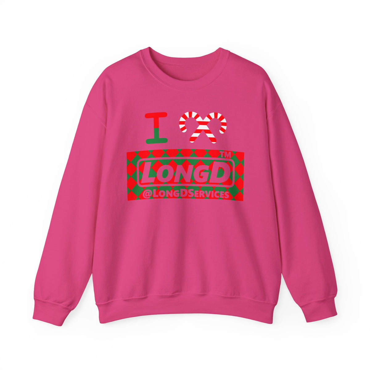 I candy cane LongD Tag negative argyle logo crewneck sweatshirt