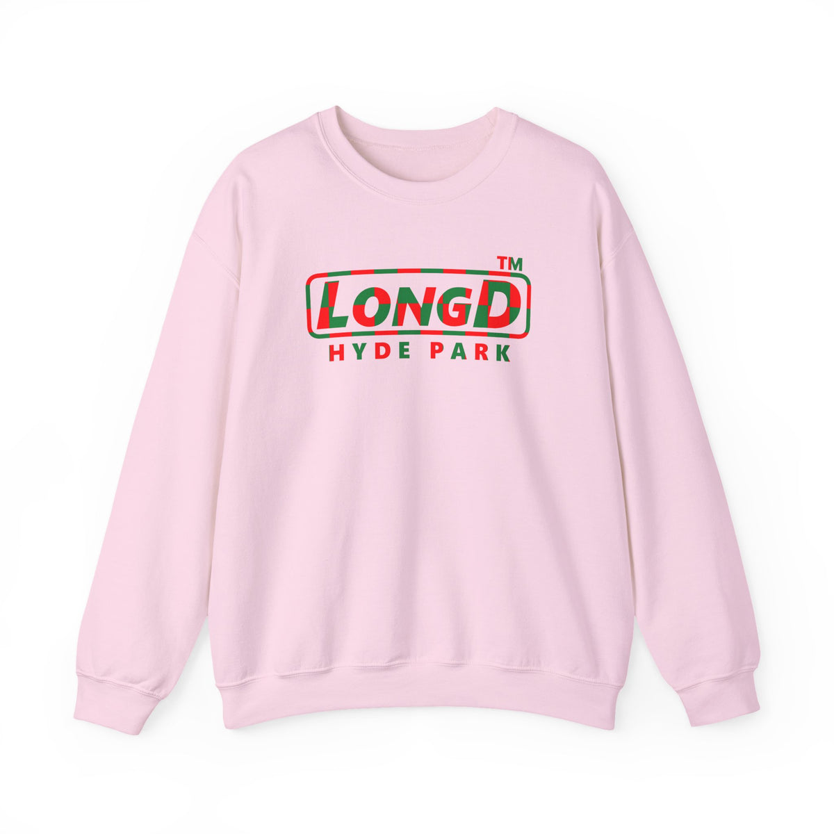 LongD Hyde Park positive checkered logo (Xmas colors) crewneck sweatshirt