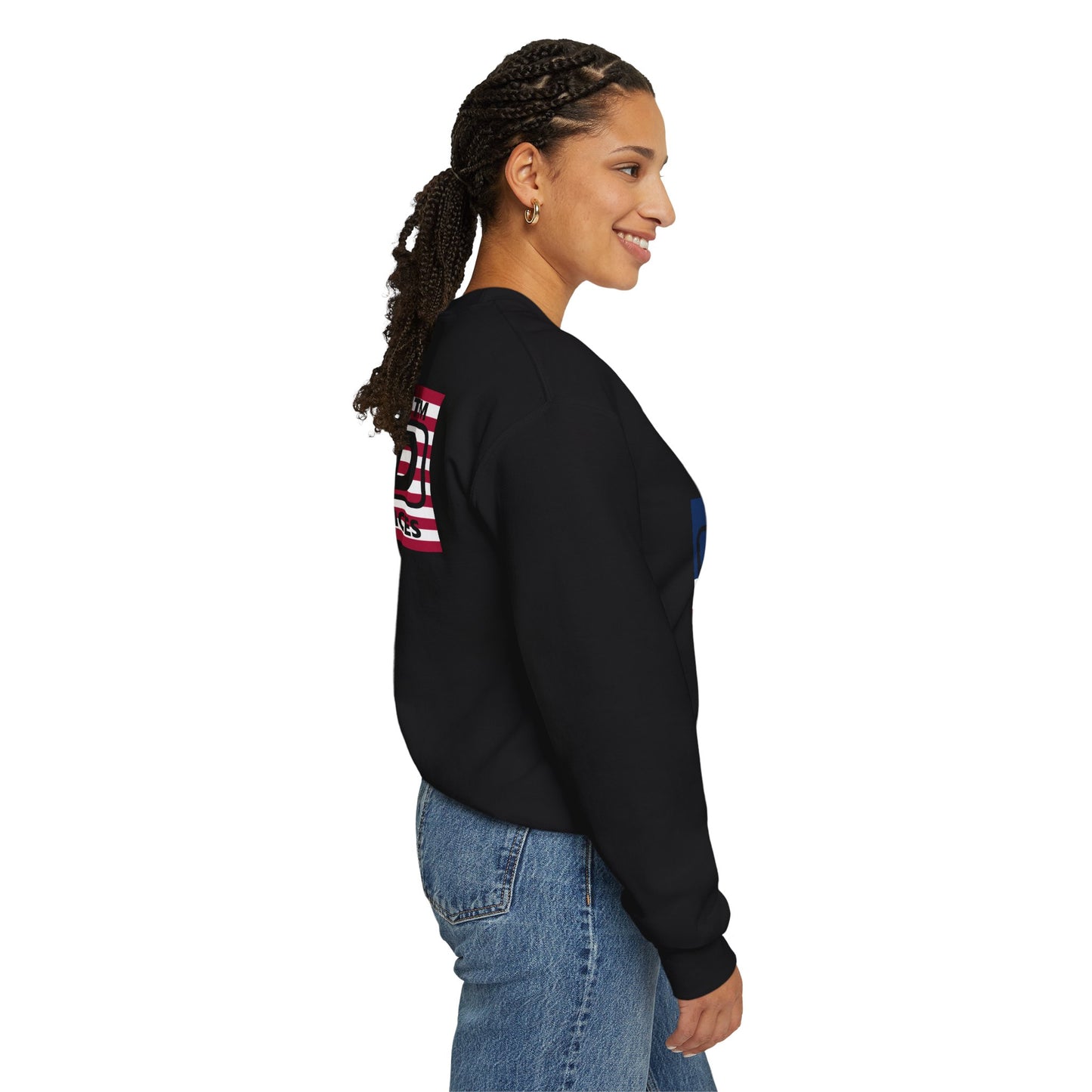 I firecracker LongD negative flag front-back Chicago logo crewneck sweatshirt