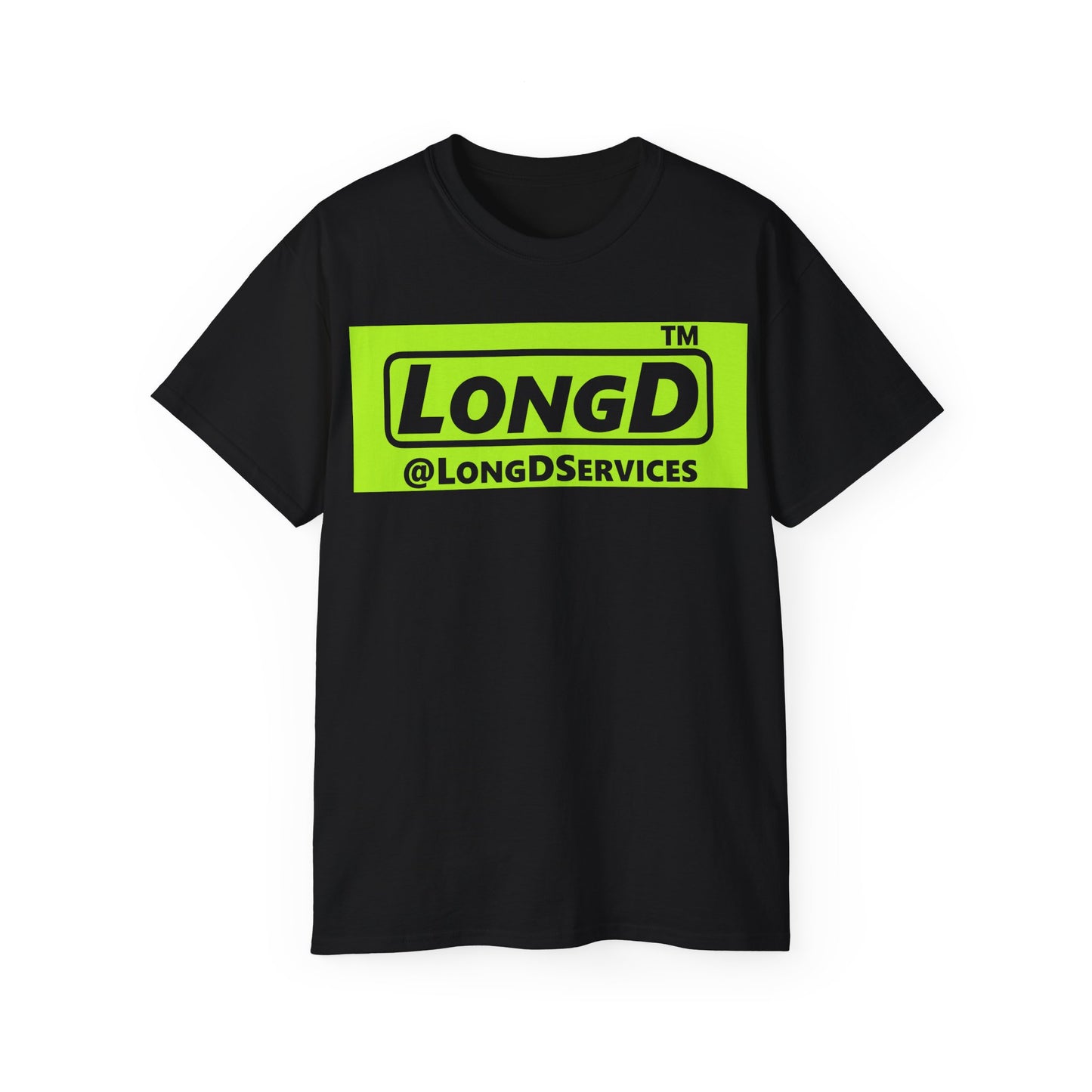 LongD® negative lime green Tag Logo Cotton Tee