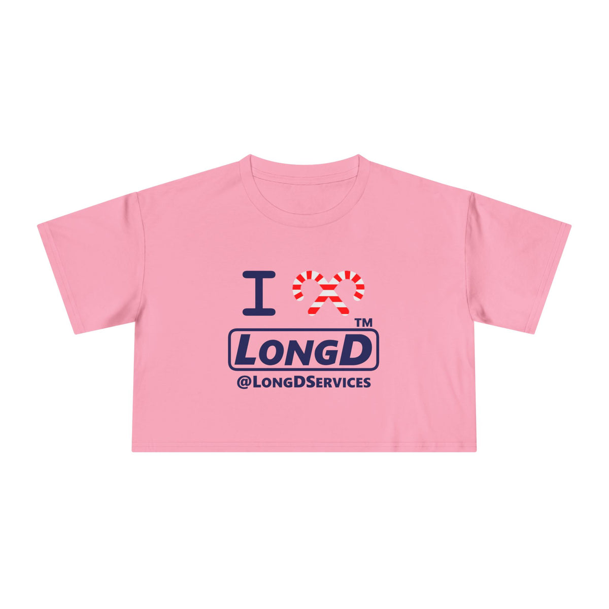 I candy cane LongD Tag positive official basic navy front-back logo crop tee