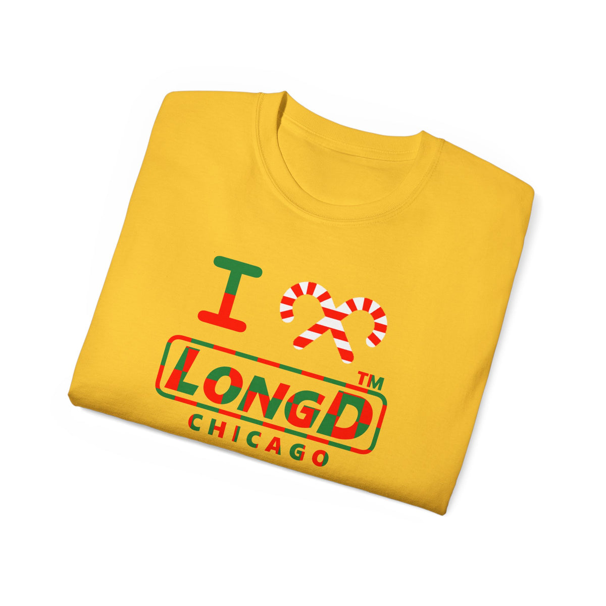 I candy cane LongD Chicago positive checkered logo cotton tee