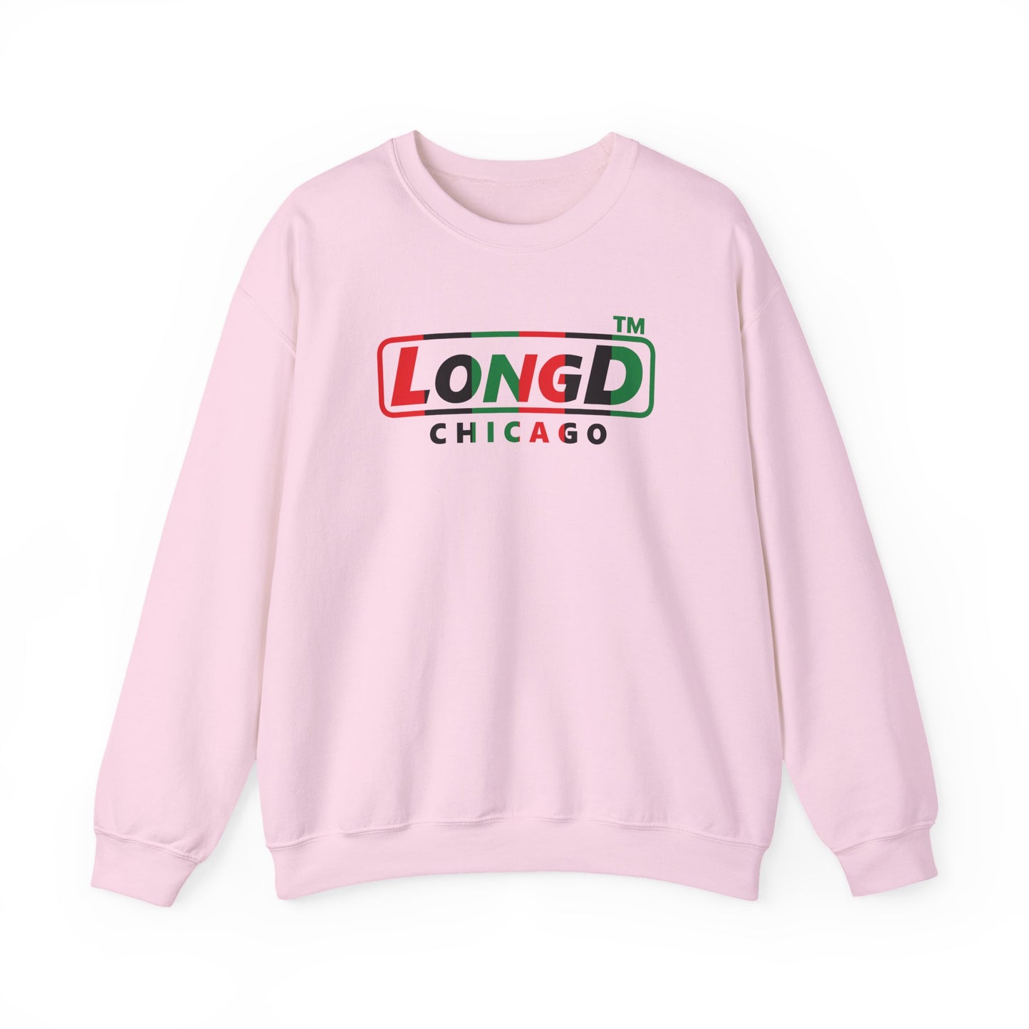 LongD positive vertical 6-striped Chicago logo crewneck sweatshirt (Juneteenth colors)