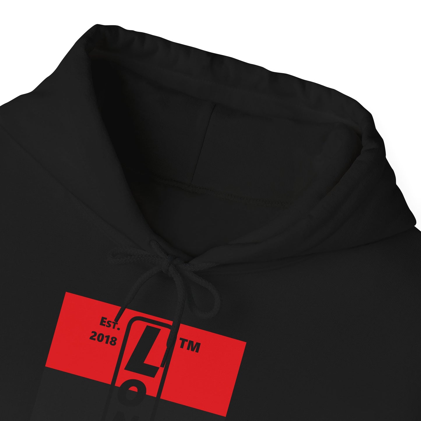 LongD® negative horizontal 3-striped upright Hyde Park logo hoodie (Juneteenth colors)