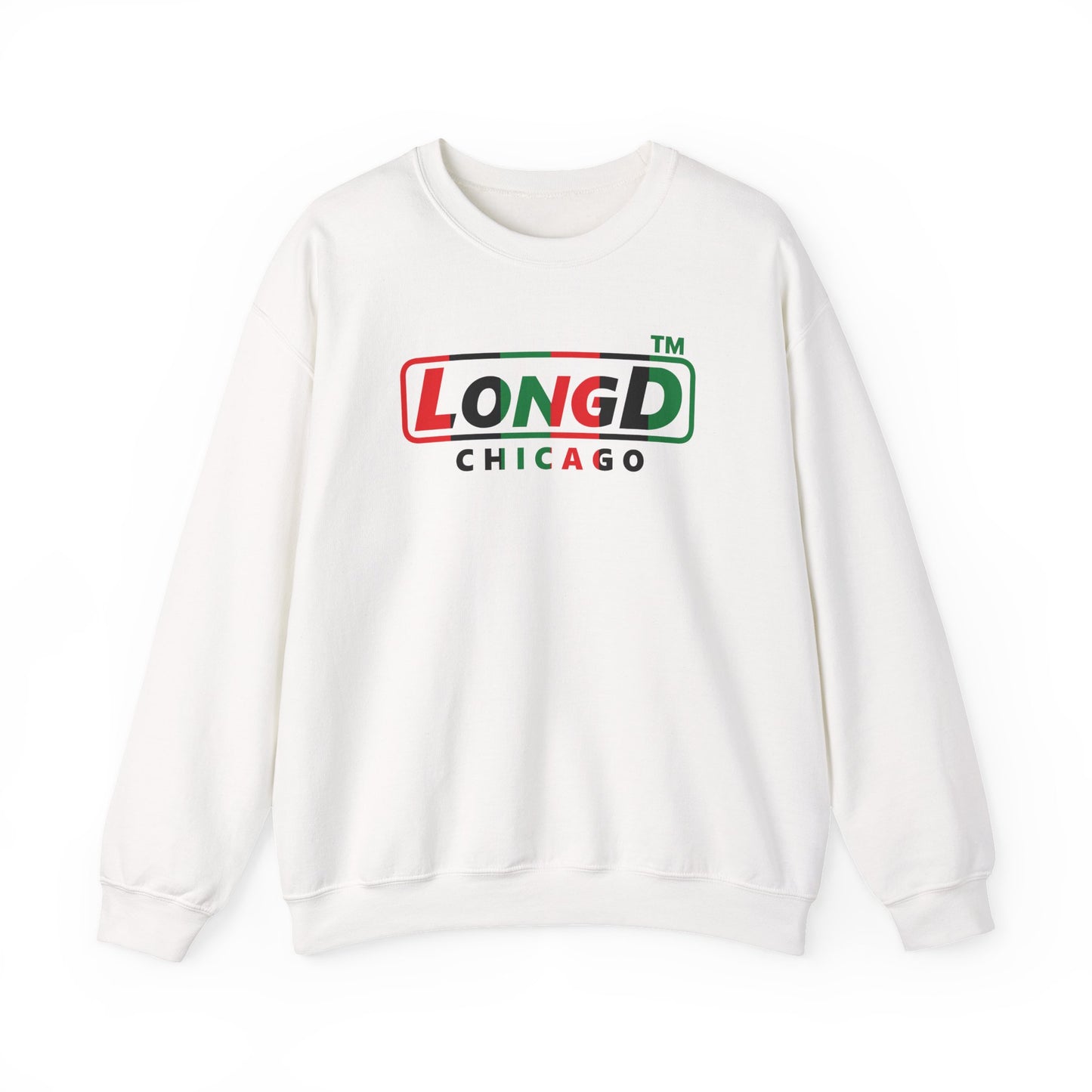 LongD positive vertical 6-striped Chicago logo crewneck sweatshirt (Juneteenth colors)