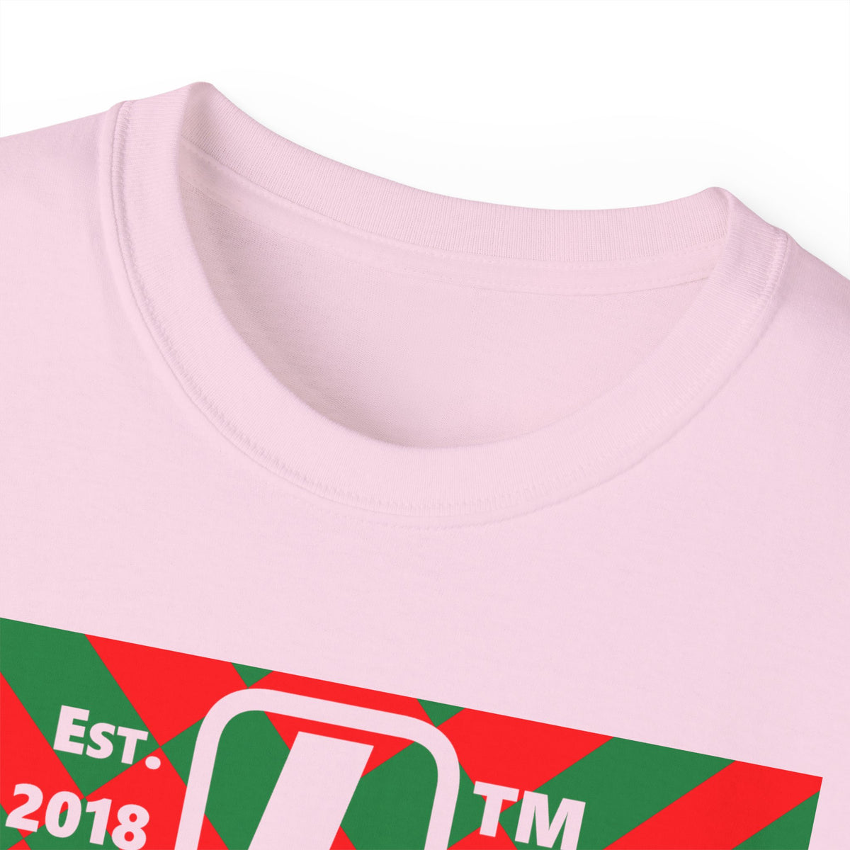 LongD Chicago negative upright stylized argyle logo (Xmas colors) cotton tee