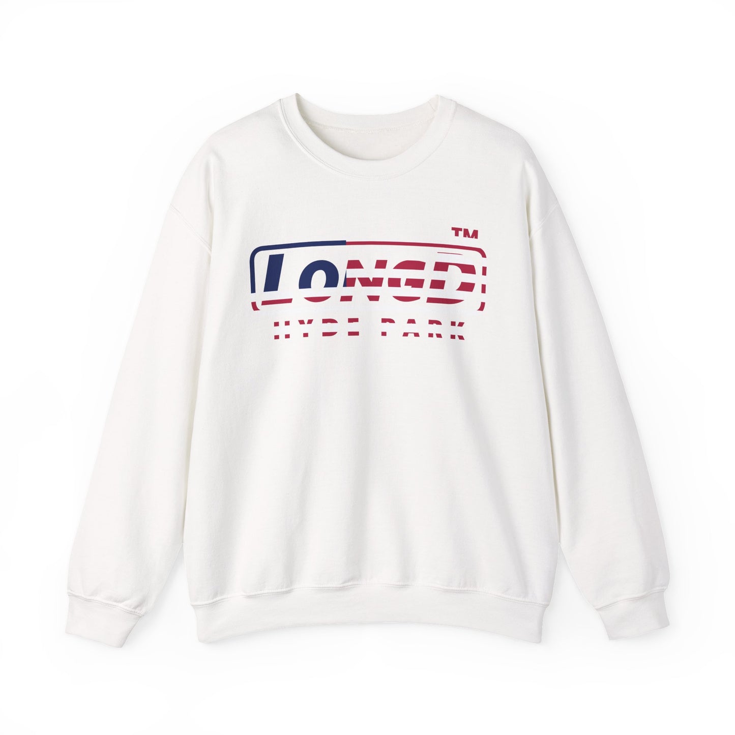 LongD positive flag Hyde Park logo crewneck sweatshirt (patriotic colors)