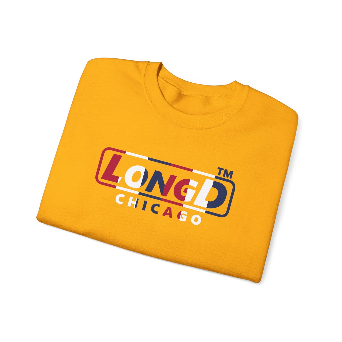 LongD positive vertical 6-striped Chicago logo crewneck sweatshirt (patriotic colors)