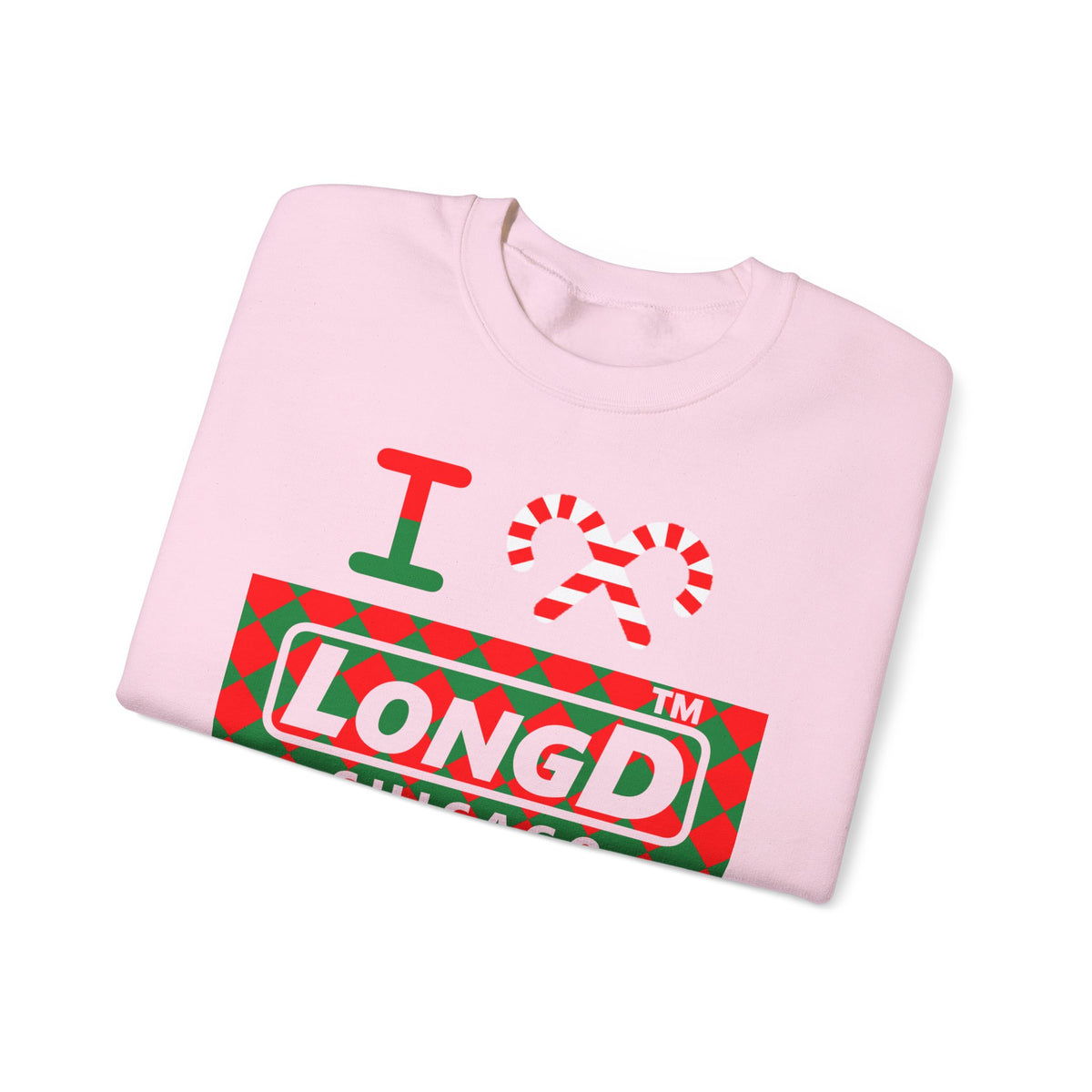 I candy cane LongD Chicago negative argyle logo crewneck sweatshirt