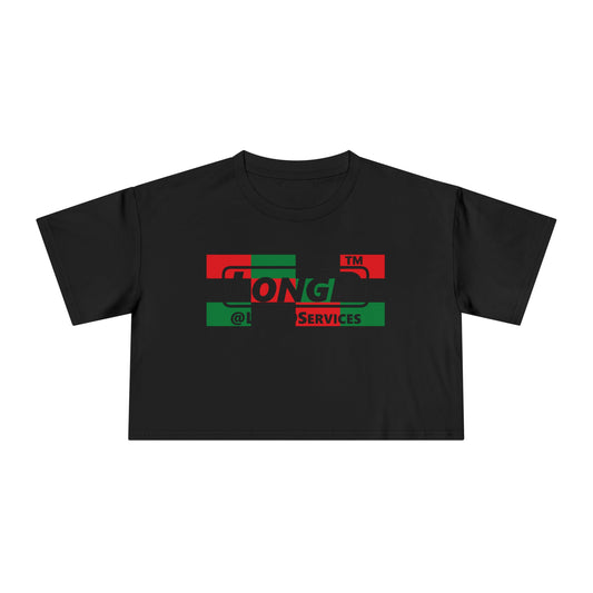 LongD negative 3x4 tag logo crop tee (Juneteenth colors)