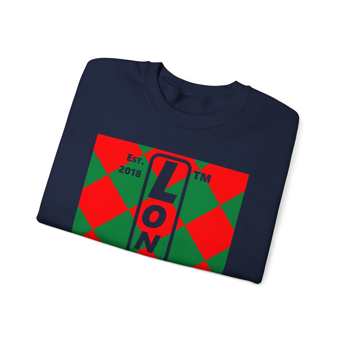 LongD Chicago negative upright argyle logo (Xmas colors) crewneck sweatshirt