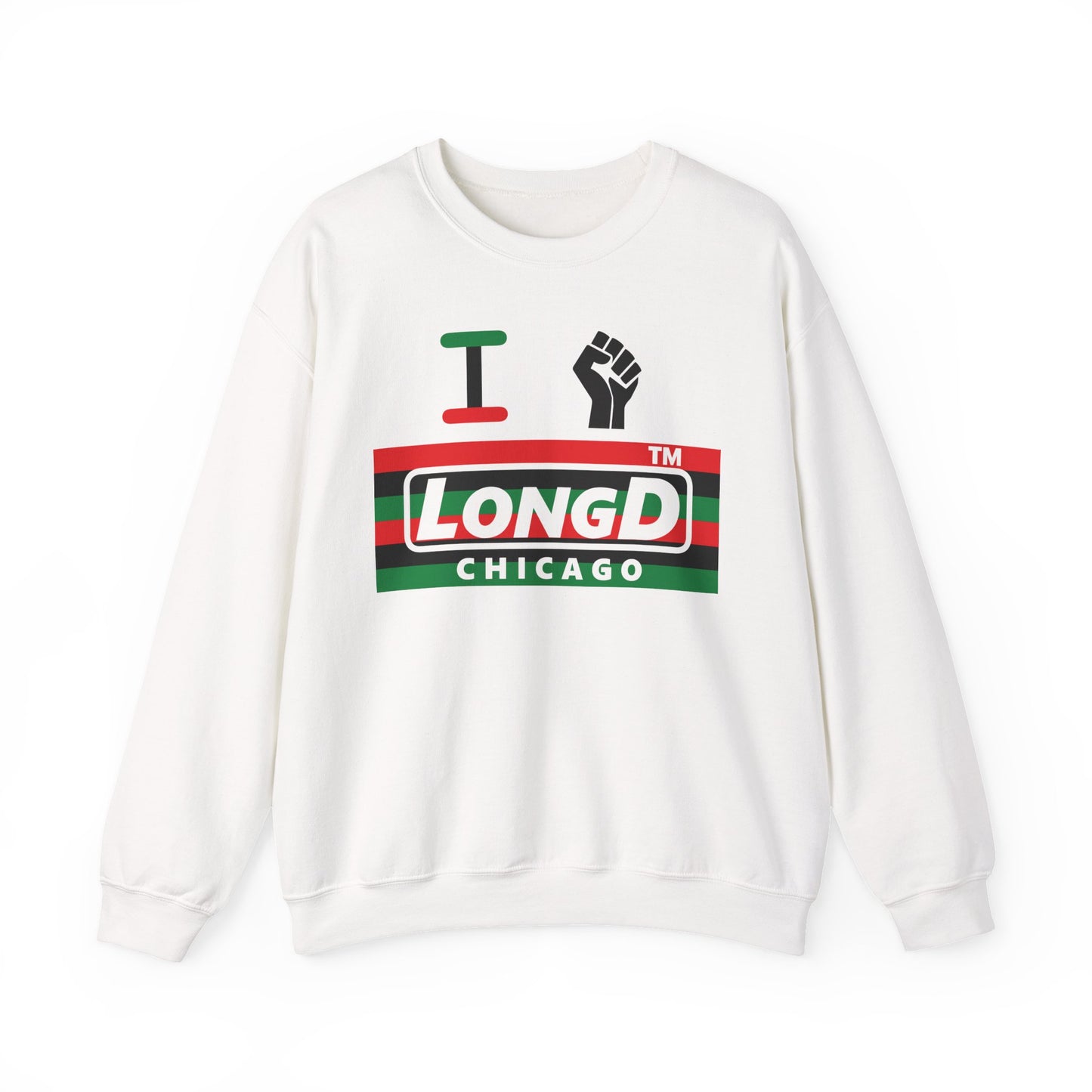 I fist LongD negative horizontal 6-striped Chicago logo crewneck sweatshirt