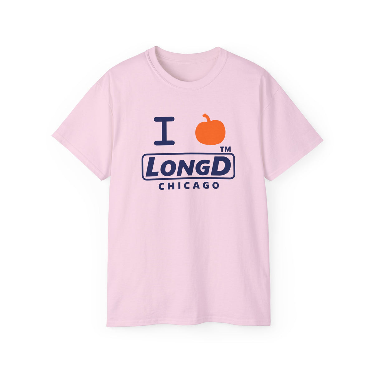 I pumpkin LongD Chicago positive basic Navy (002060) front-back logo cotton tee