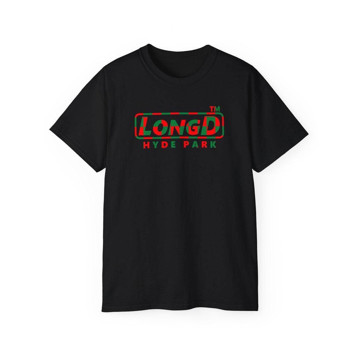 LongD Hyde Park positive checkered logo (Xmas colors) cotton tee