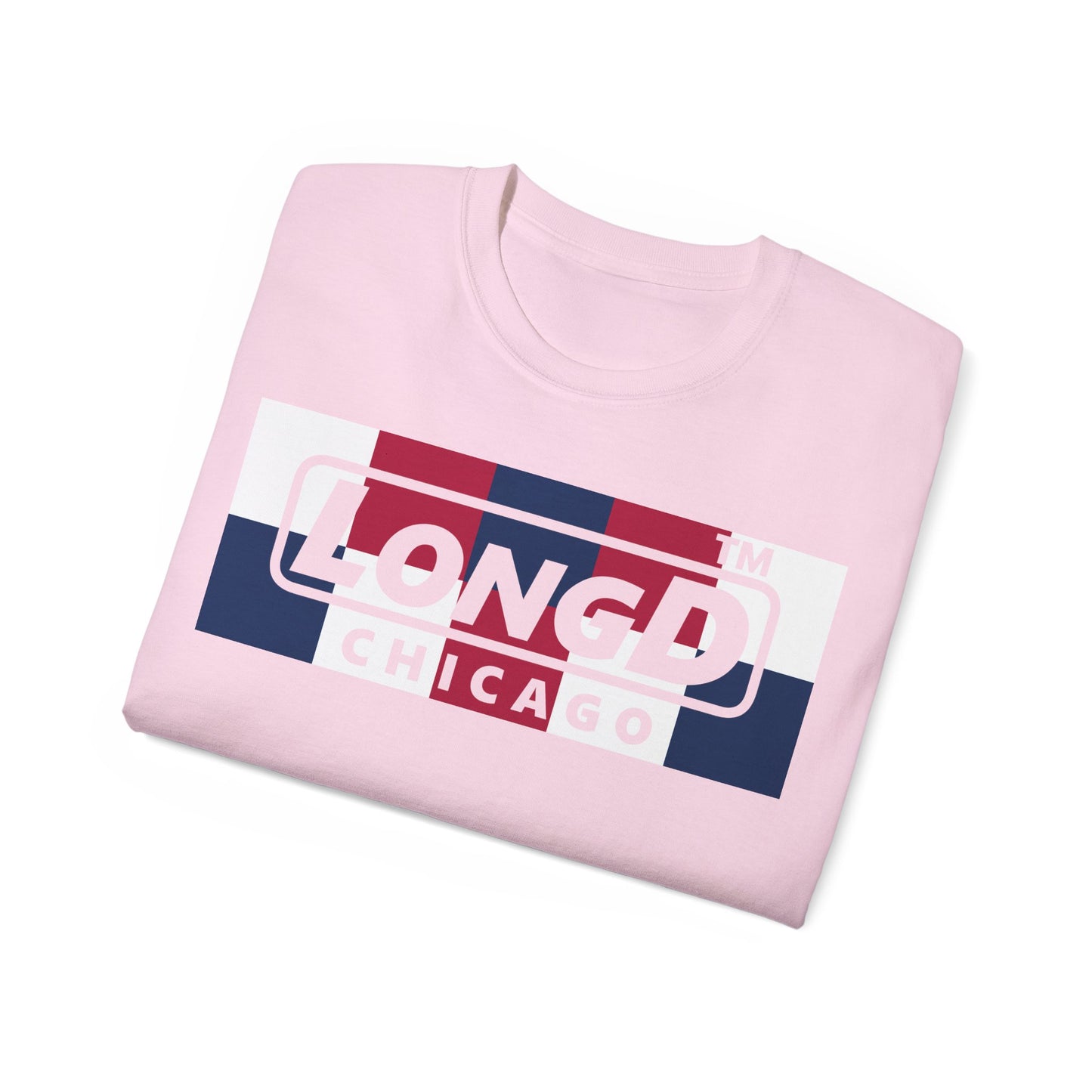 LongD negative 2x5 Chicago logo cotton tee (patriotic colors)