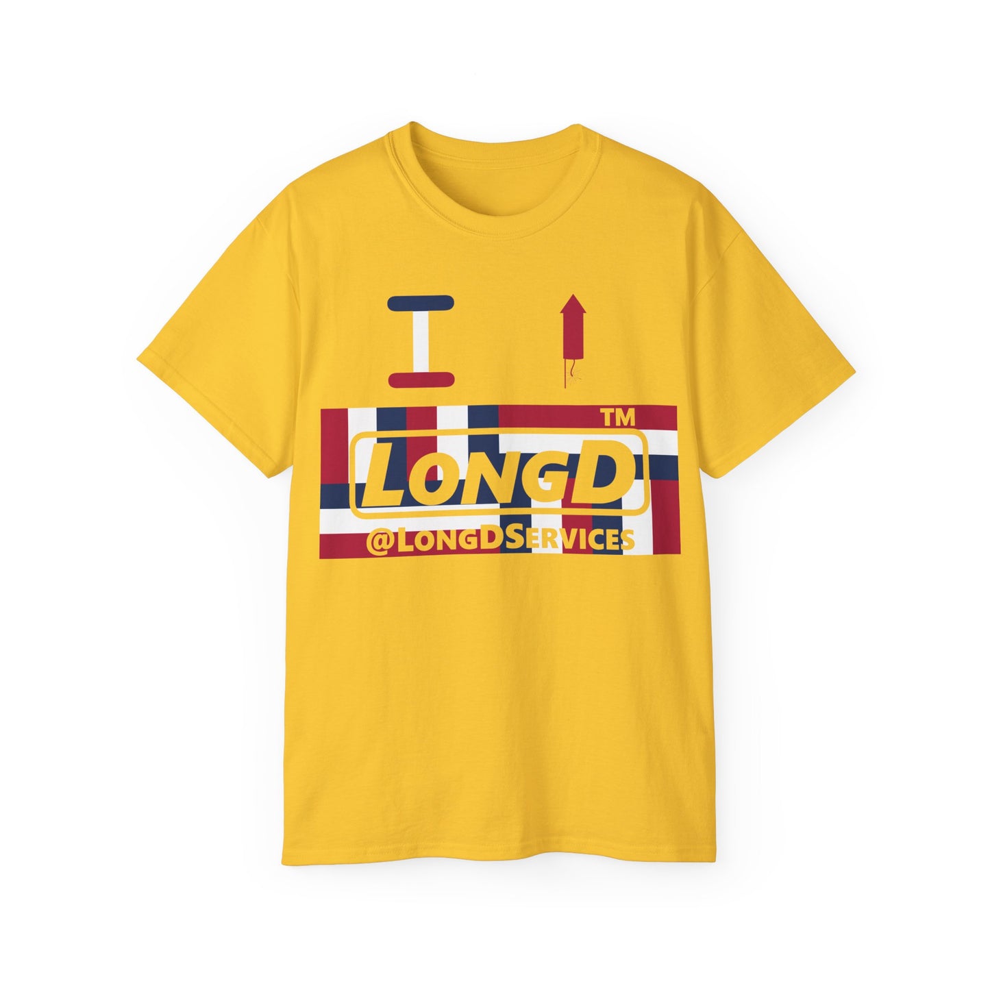 I firecracker LongD negative modified windmill tag logo cotton tee