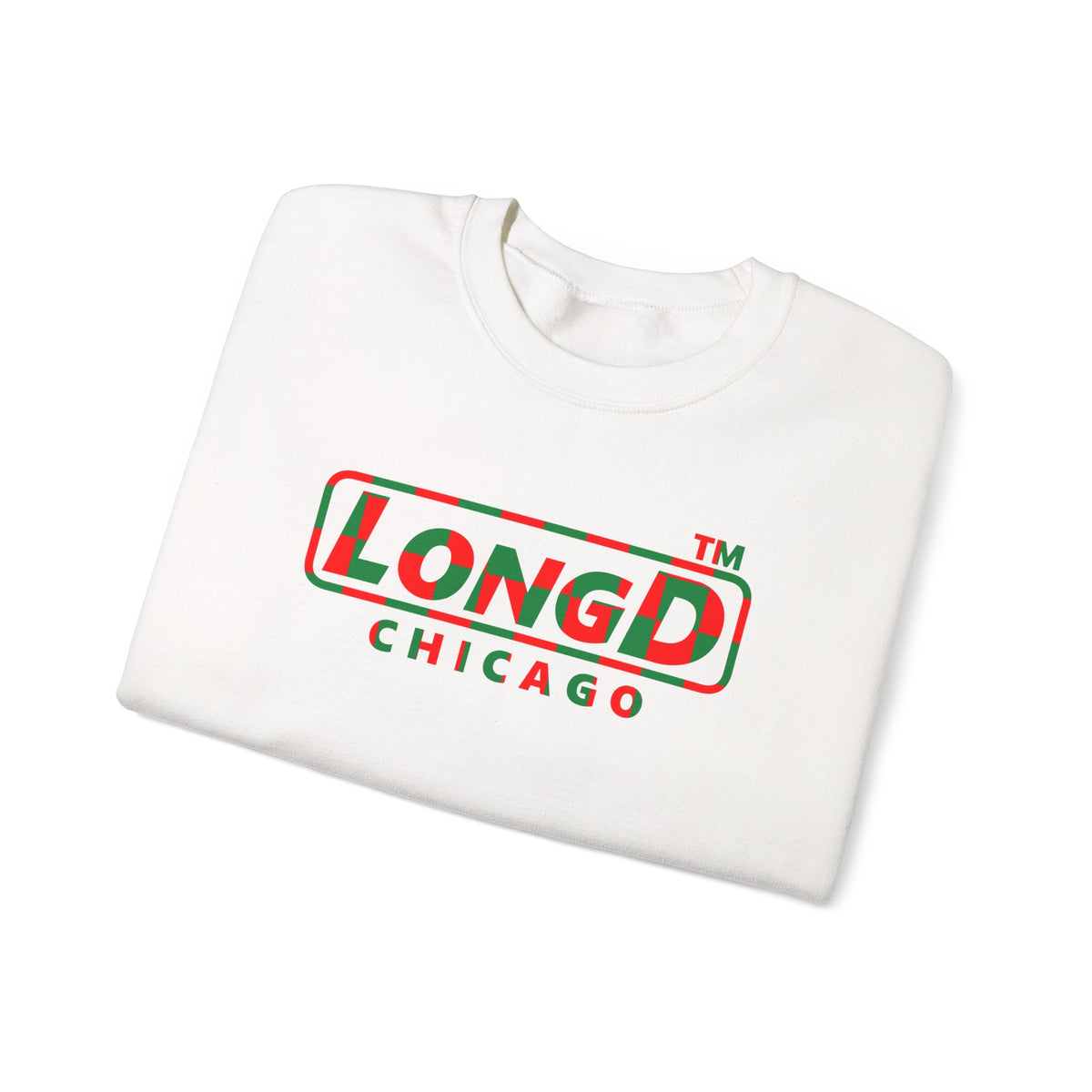 LongD Chicago positive checkered logo (Xmas colors) crewneck sweatshirt