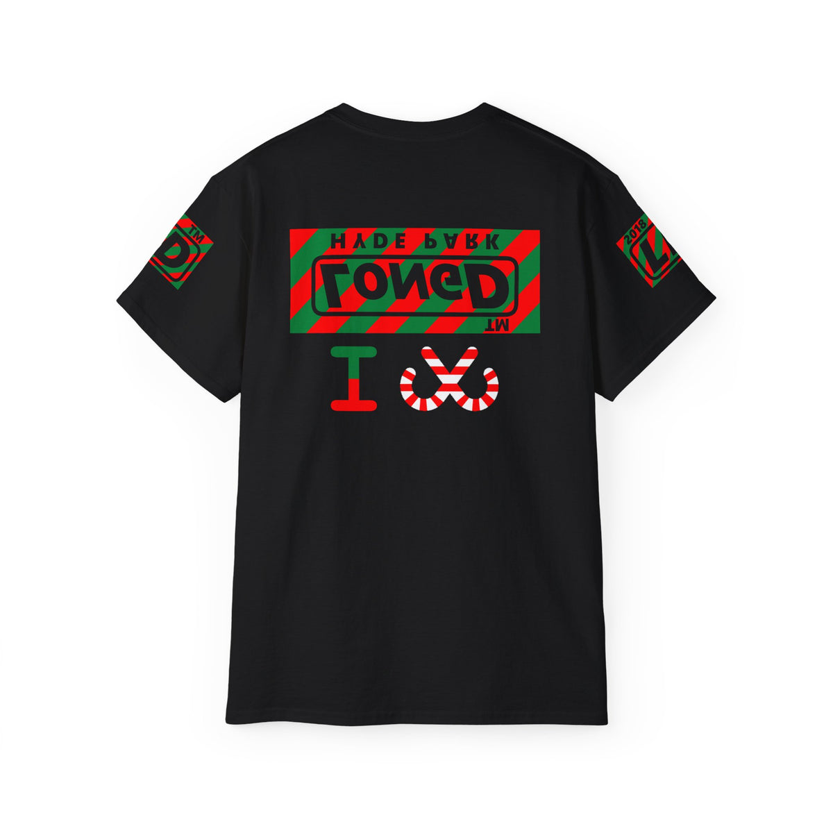 I candy cane LongD Hyde Park negative 12-striped 4-print logo cotton tee