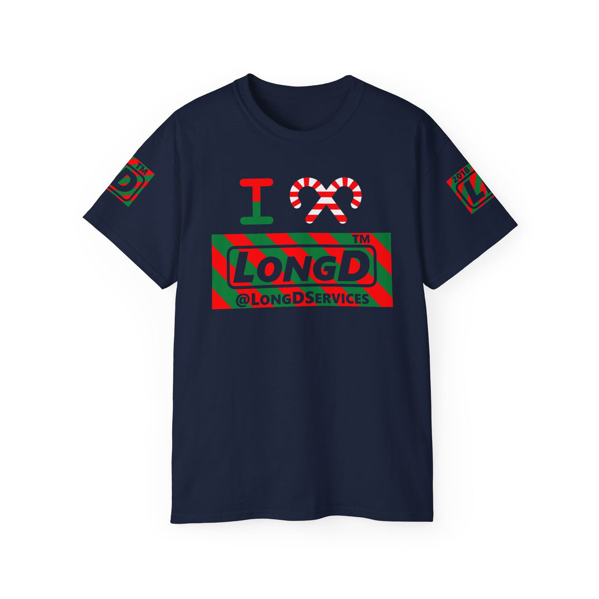 I candy cane LongD Tag negative 12-striped 4-print logo cotton tee