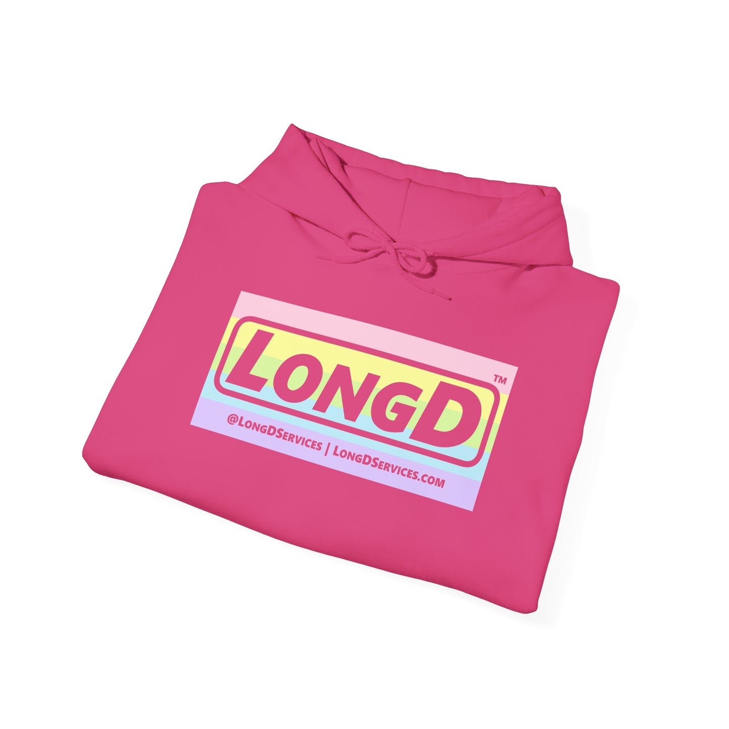 LongD® Logo Hoodie pastel striped negative text coloration