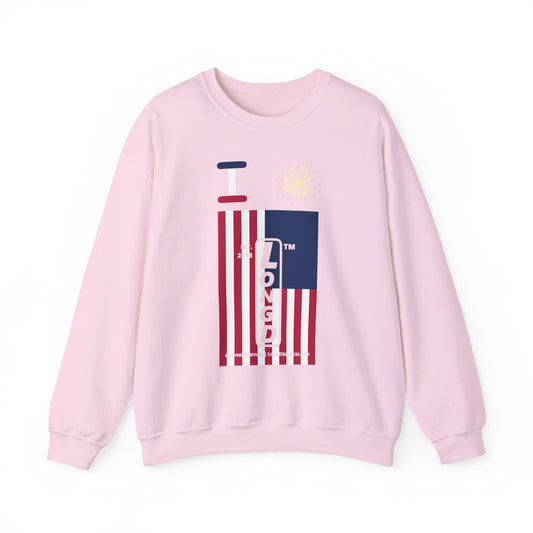I Burst LongD negative cropped flag tag-domain upright logo crewneck sweatshirt