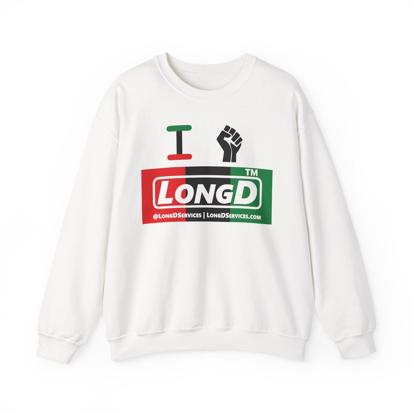 I fist LongD negative vertical 3-striped tag-domain logo crewneck sweatshirt