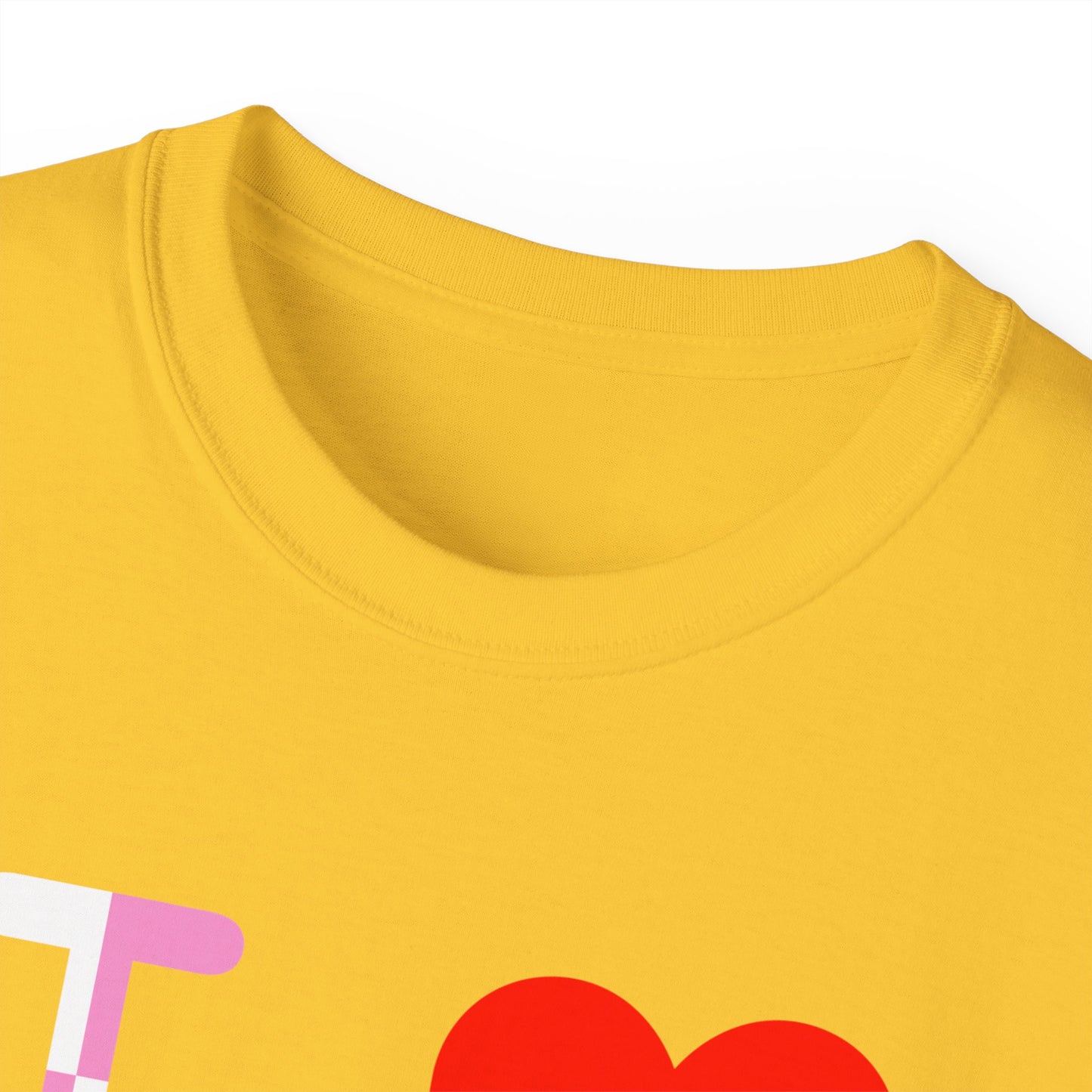 I Luv LongD Logo Cotton Tee (Valentines pink/white quarter split text)