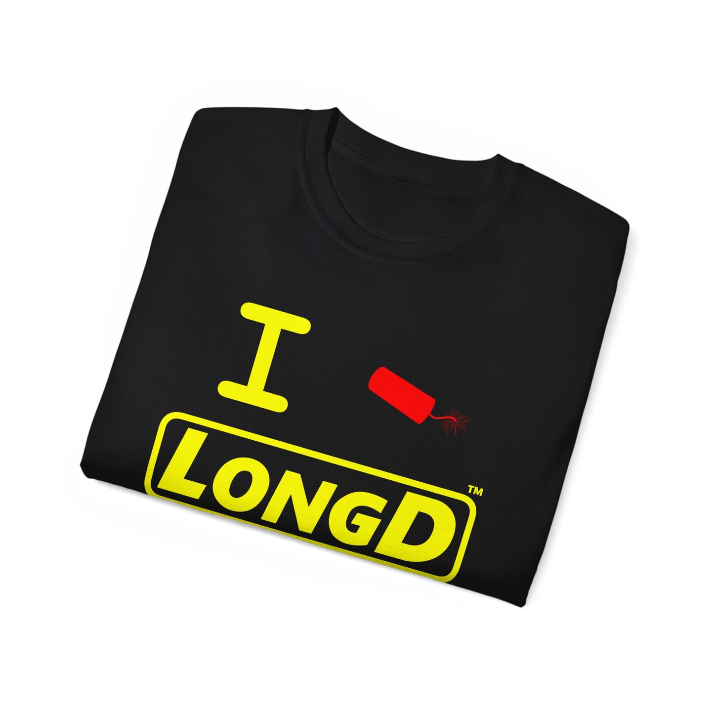 I Firecracker LongD® Reverse Logo Cotton Tee Red firecracker (no blue or white)