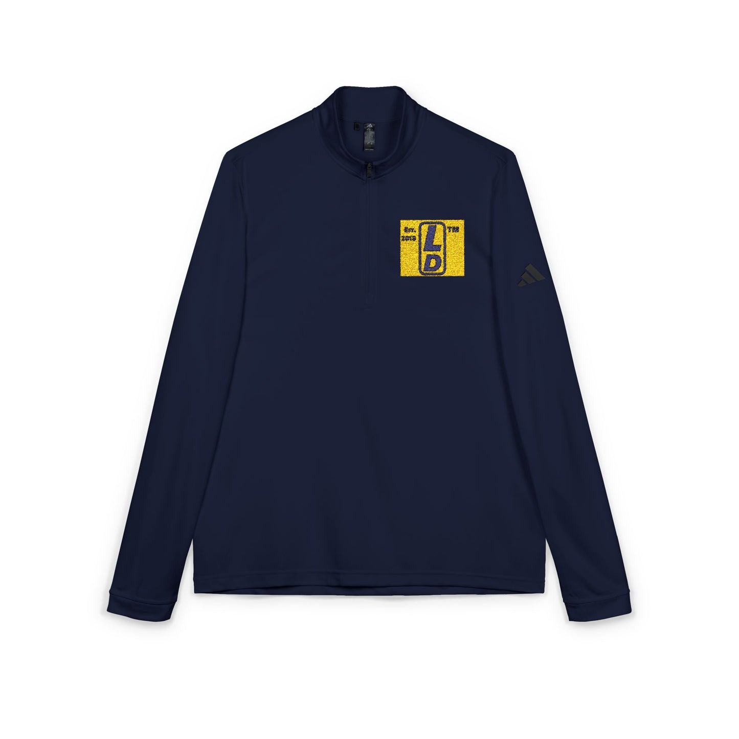 Embroidered adidas® Quarter-Zip pullover official logo upright initials
