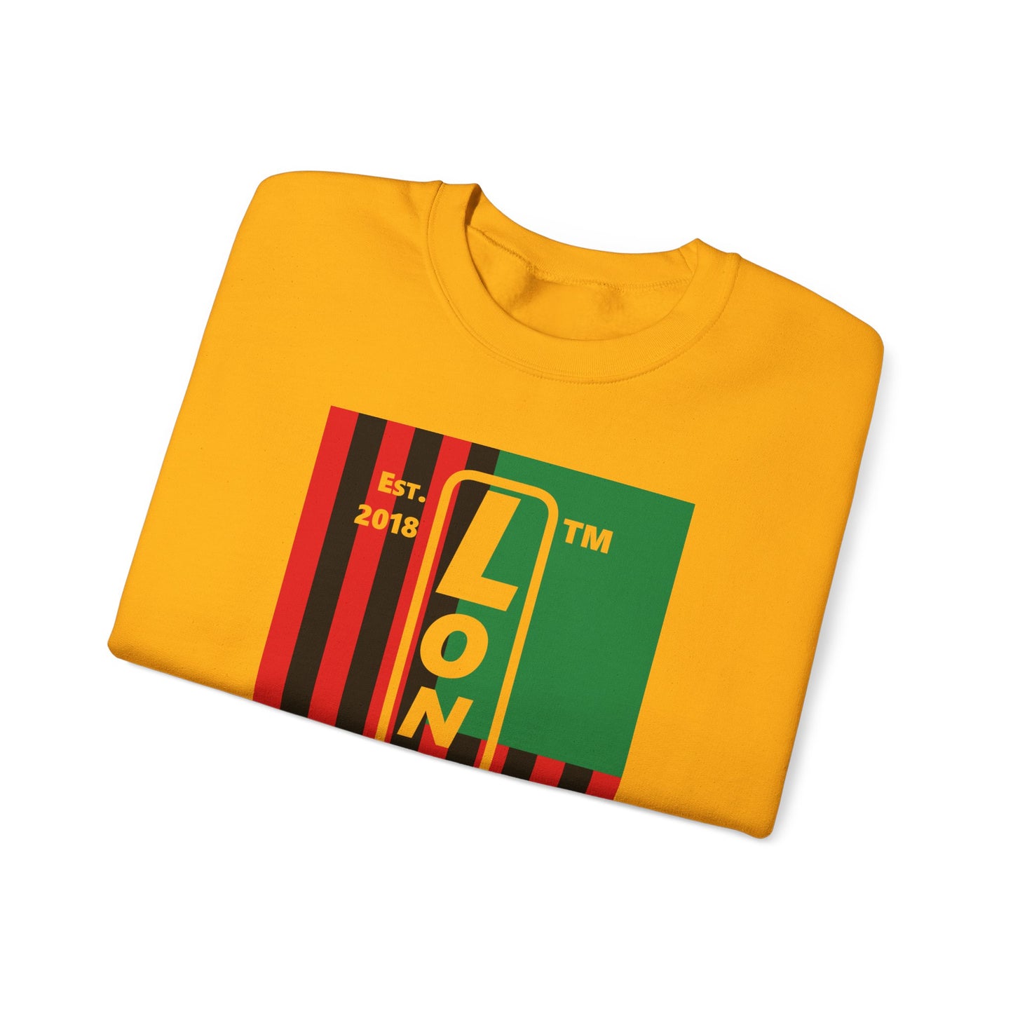 LongD negative cropped flag Chicago upright logo crewneck sweatshirt (Juneteenth colors)