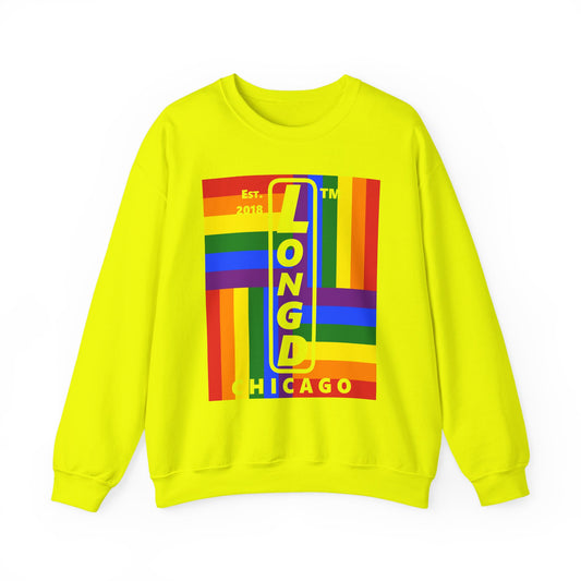 LongD negative windmill Chicago upright logo crewneck sweatshirt (Pride colors)