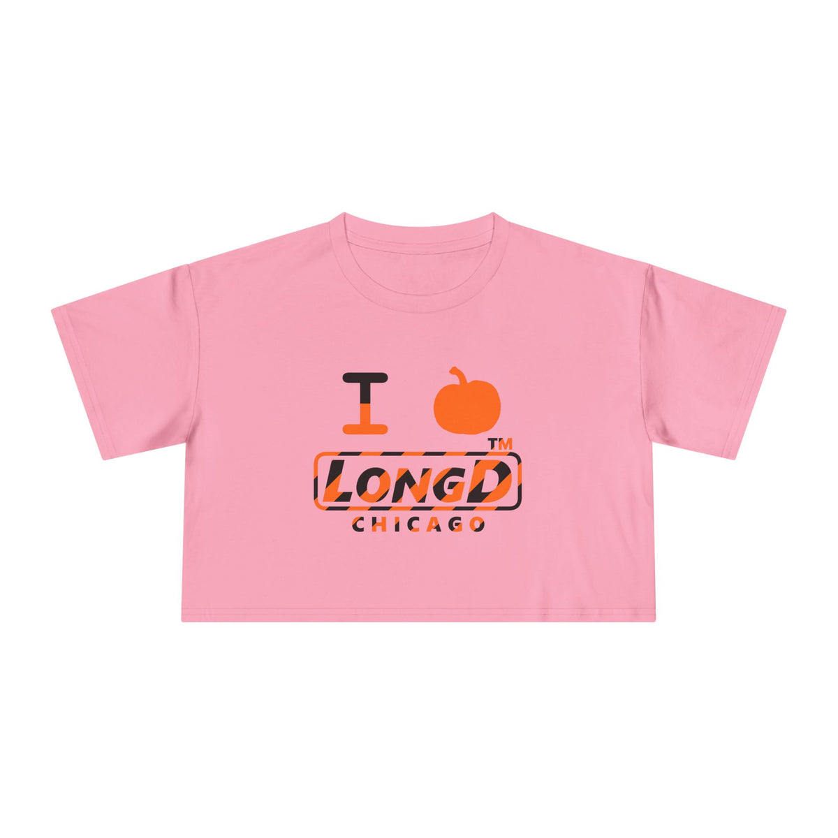 I pumpkin LongD Chicago positive 12-striped logo crop tee