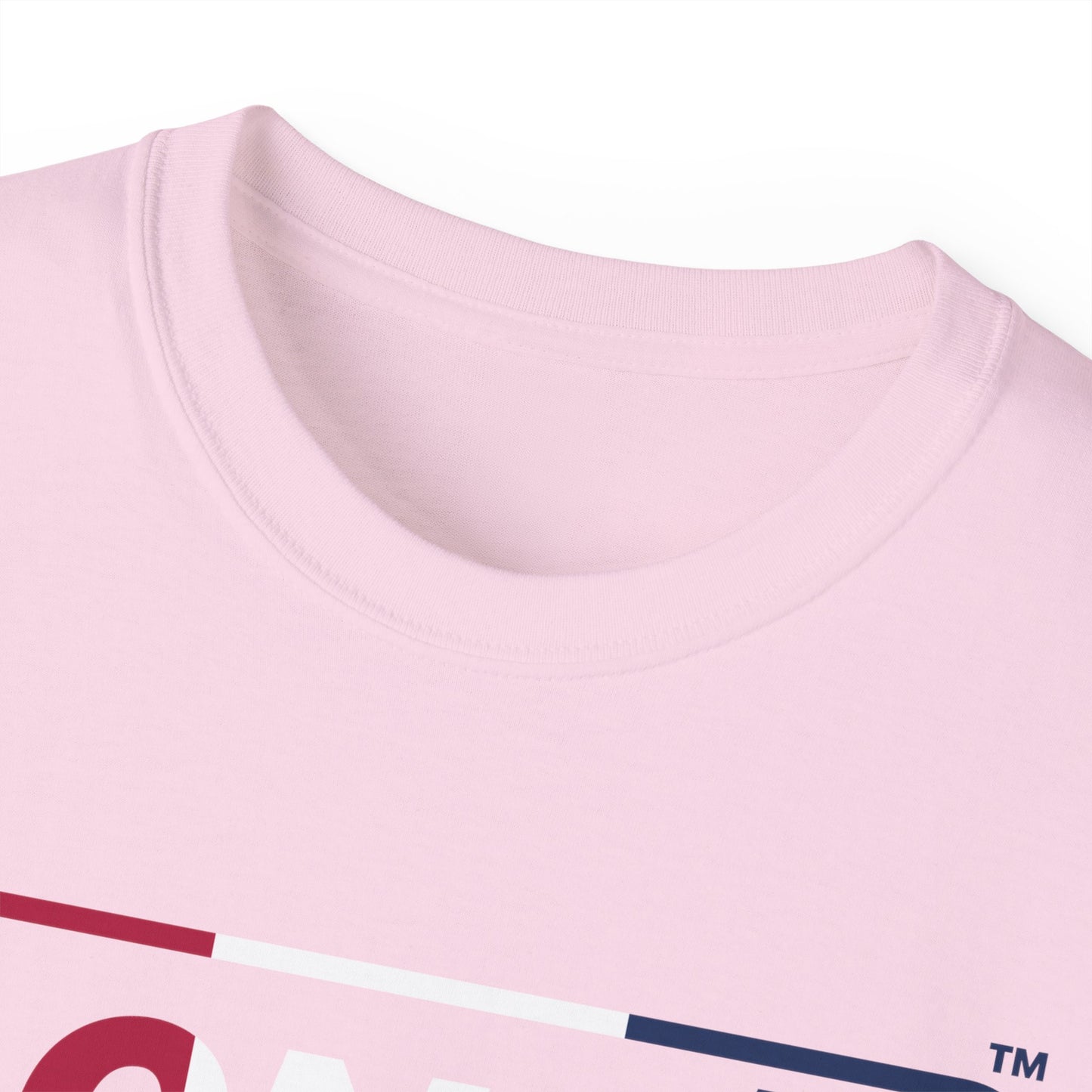 LongD® Logo Cotton Tee Red, White and Blue positive top negative bottom thirds text