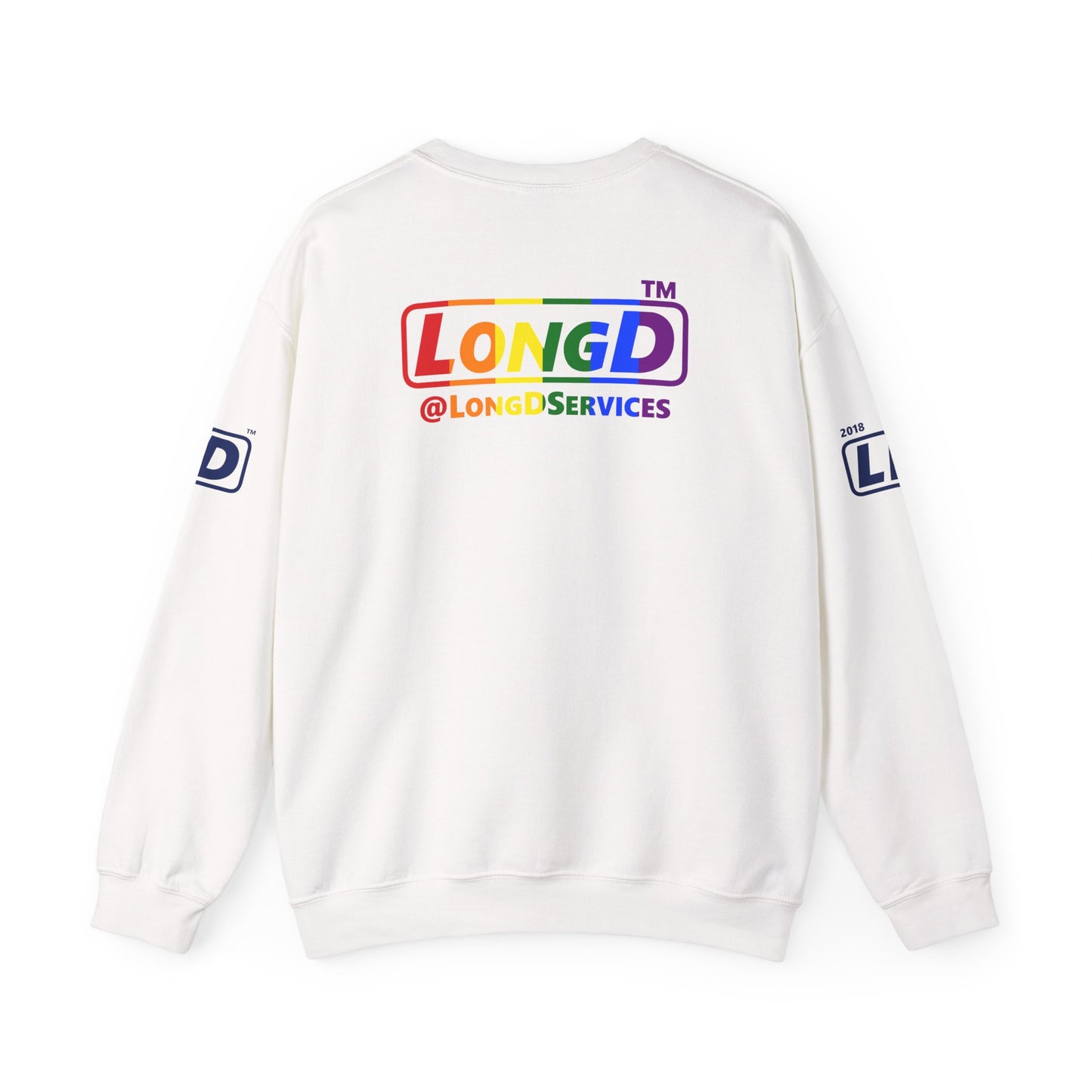 I Luv LongD official basic 4-print Chicago logo crewneck sweatshirt with Pride heart
