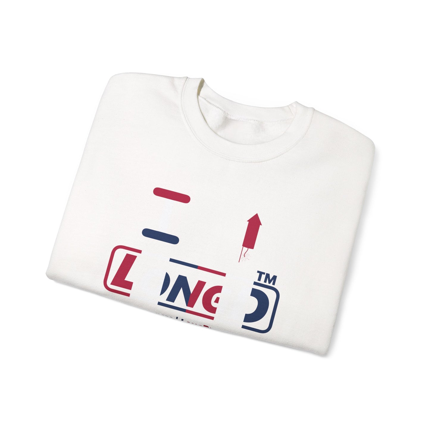 I firecracker LongD positive vertical 6-striped tag-domain logo crewneck sweatshirt