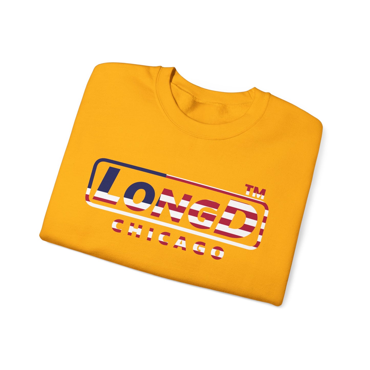 LongD positive flag Chicago logo crewneck sweatshirt (patriotic colors)