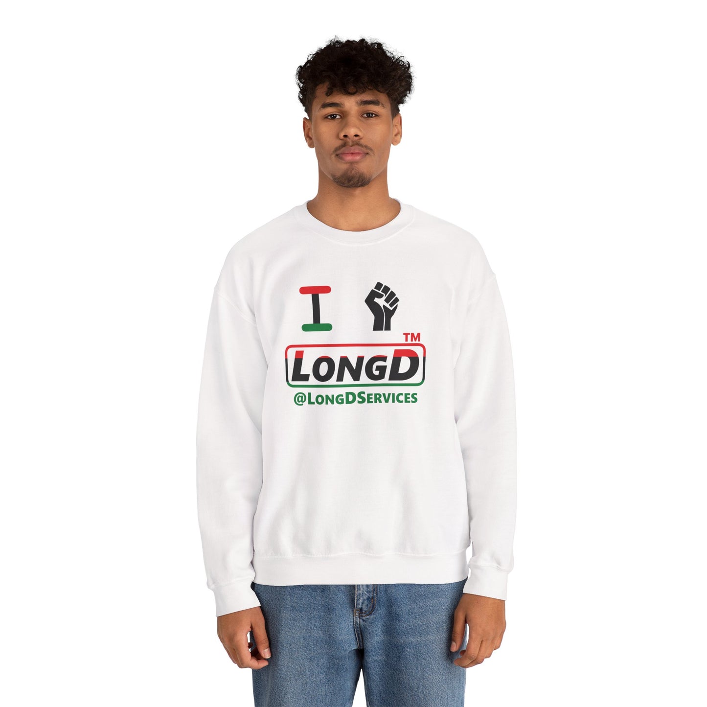 I fist LongD positive horizontal 3-striped tag logo crewneck sweatshirt