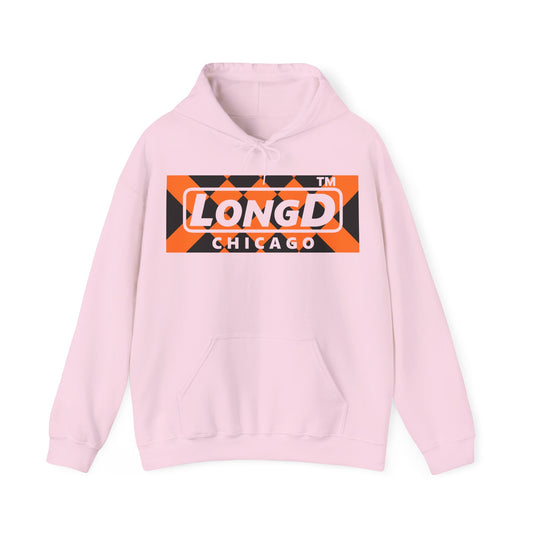 LongD Chicago negative stylized argyle logo (Halloween colors) hoodie