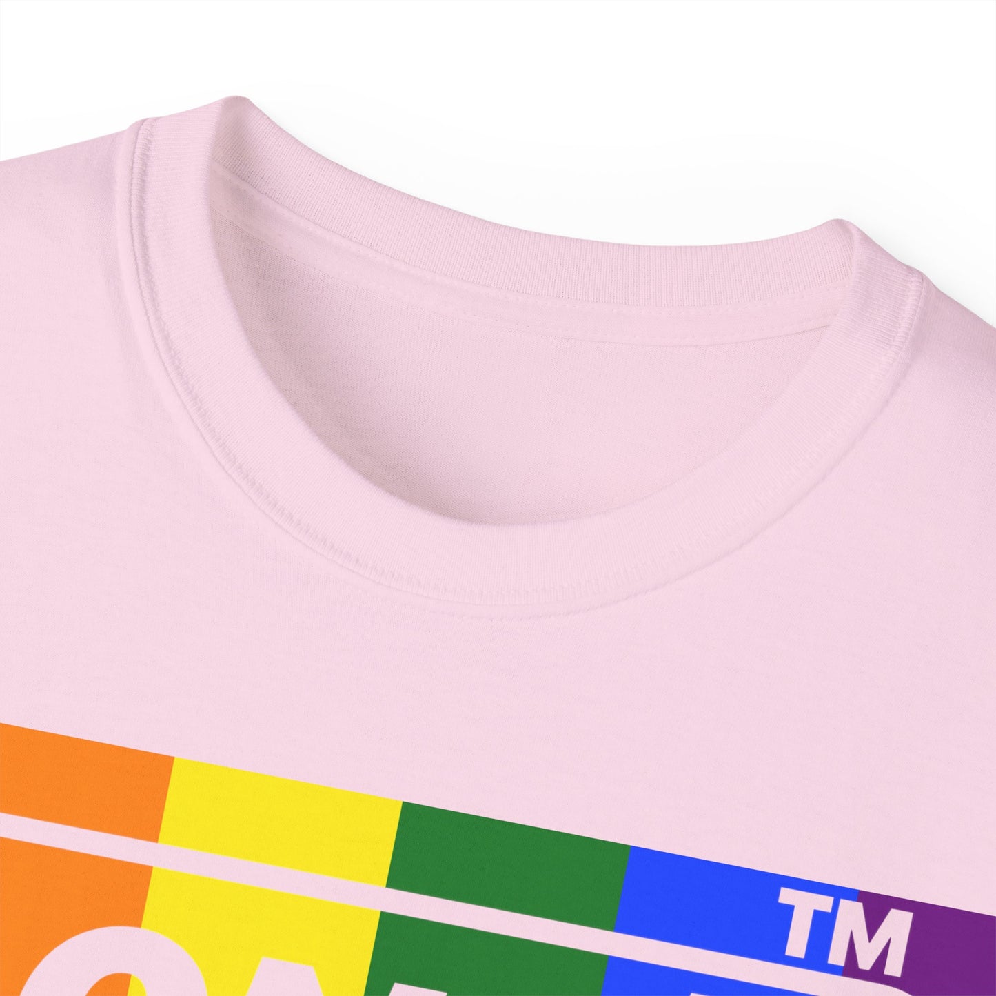 LongD negative vertical striped 4-print Chicago logo cotton tee (Pride colors)